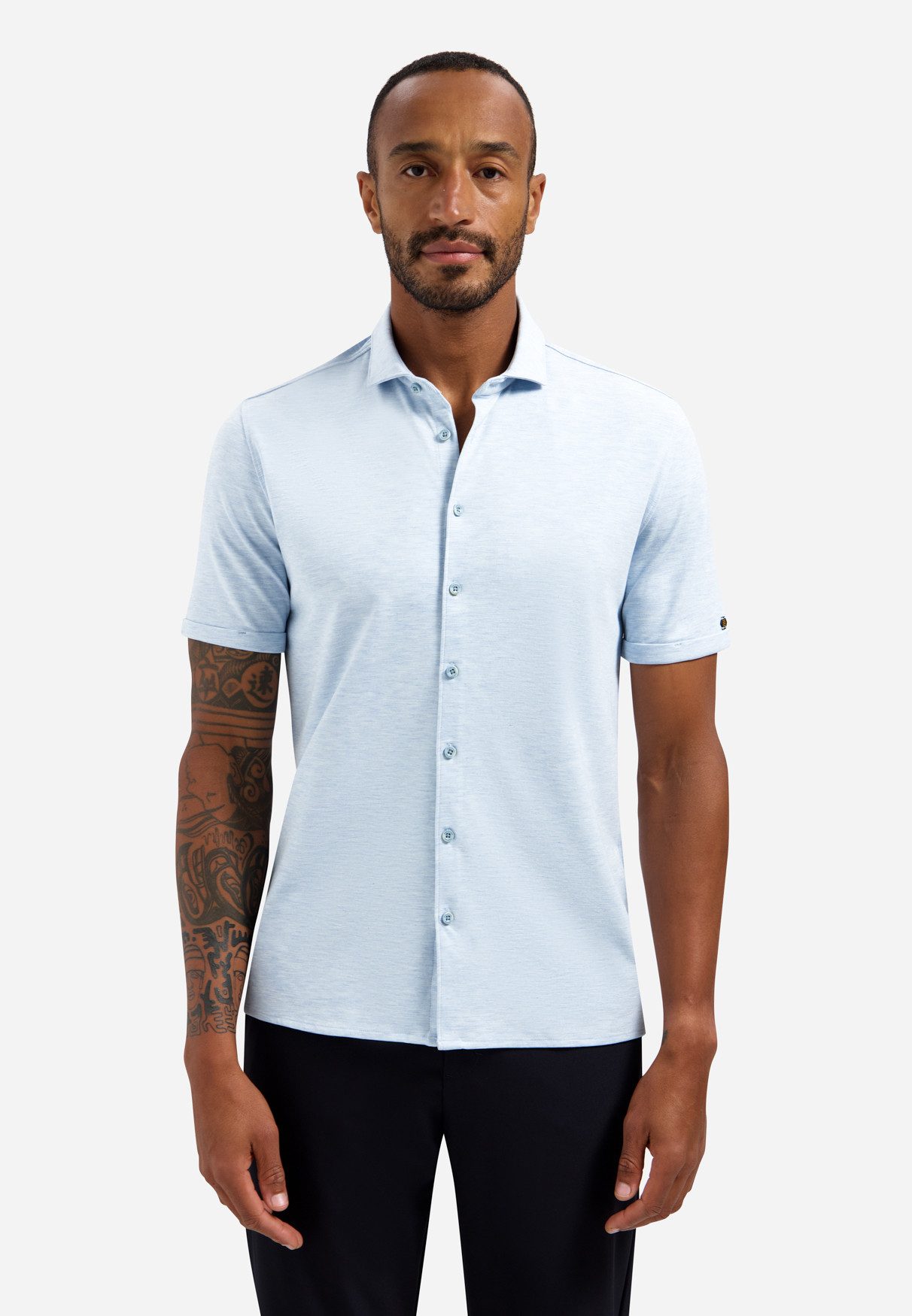 NO EXCESS Kurzarmhemd Shirt Short Sleeve Melange Jersey