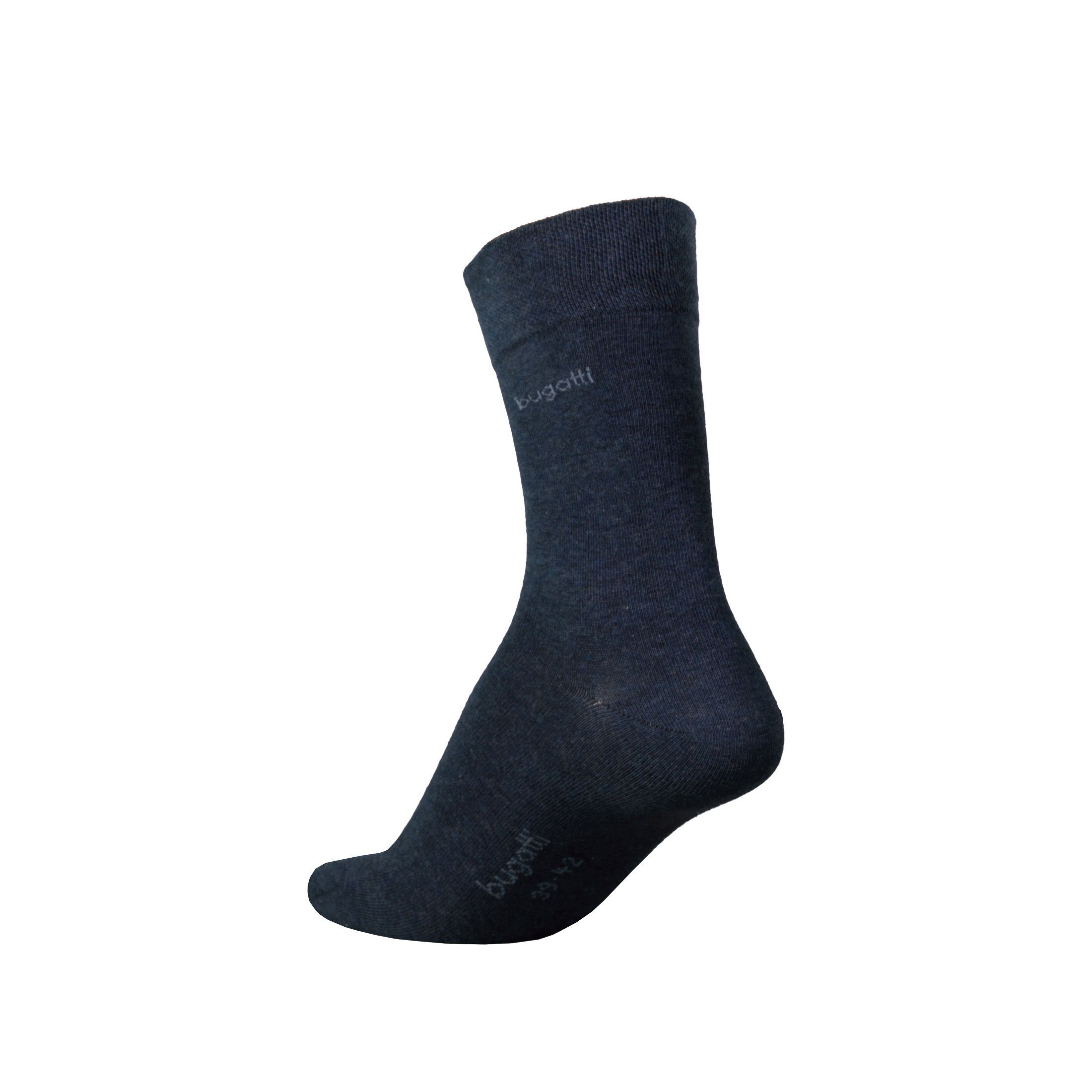 bugatti Basicsocken 6762498942 bugatti Herren 4er Pack Logo + uni basic schwarz, jeans melange