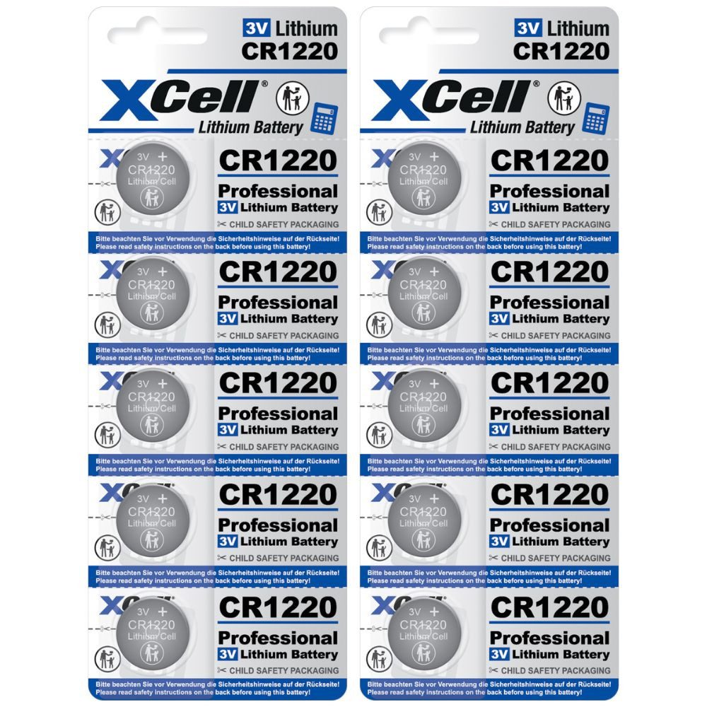 XCell 10x XCell Lithium-Knopfzelle CR1220 3V/40mAh (2x 5er-Pack) Knopfzelle