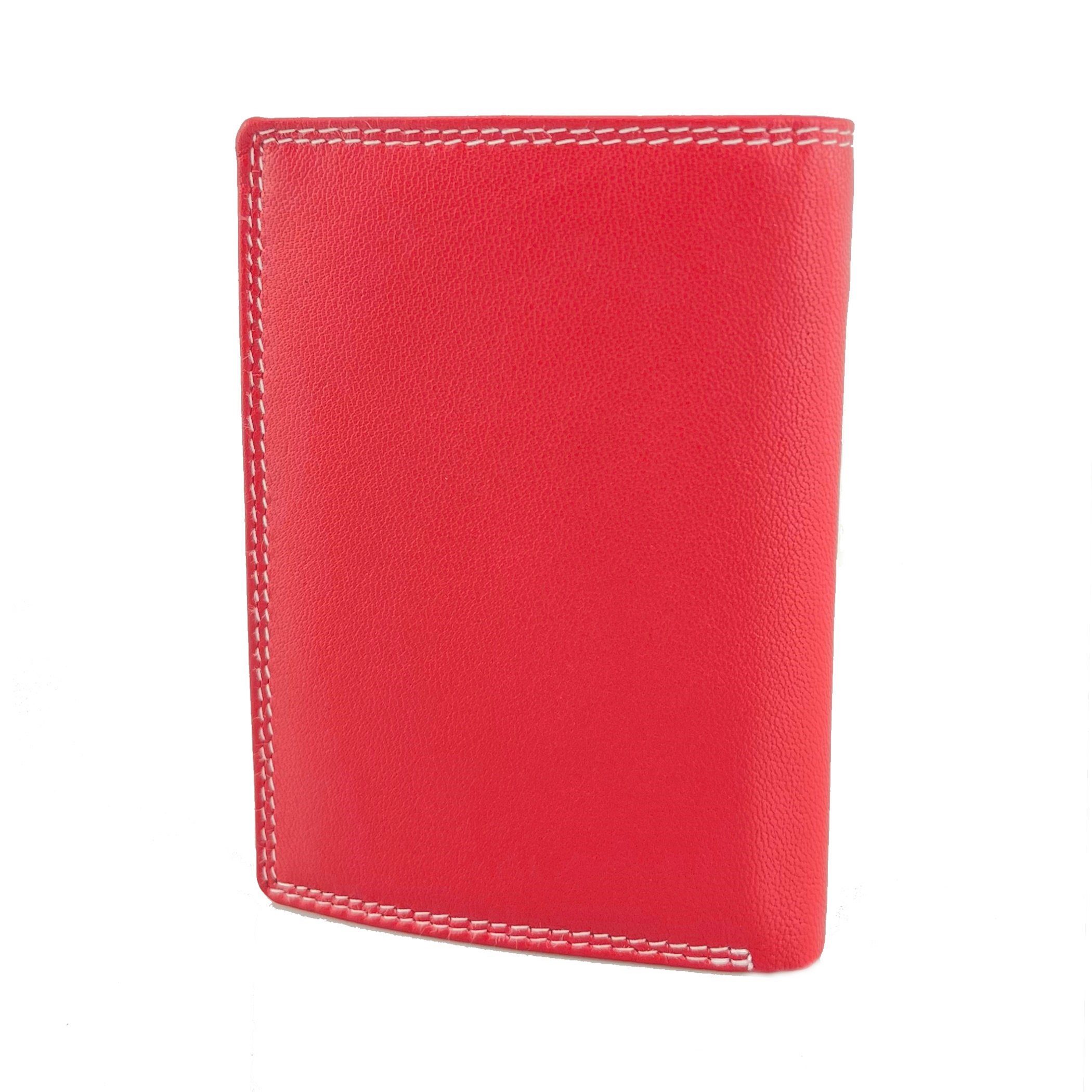 L&B Geldbörse Rindsleder Portemonnaie, integrierter RFID-Schutz >2338< Geldbeutel, Druckknopffach & Reißverschlussfach + 9 Kartenfächer & 3 Sichtfächer