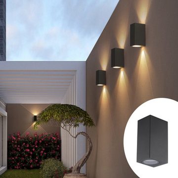 LETGOSPT Außen-Wandleuchte 6W LED Wandleuchte, Up and Down LED Außenleuchte LED Aussenwandleuchte, LED wechselbar, Warmweiß, Auf und ab Lichtstrahl, Schutzart IP54, Außenbeleuchtung, Gartenlampe