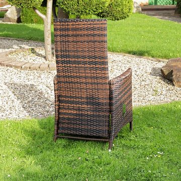 Mucola Gartenstuhl Relaxsessel Loungestuhl Sitzmöbel Verstellbar Polyrattan Gartenset (Stück), Kissen inkl. Reißverschluss, daher abnehm- und waschbar