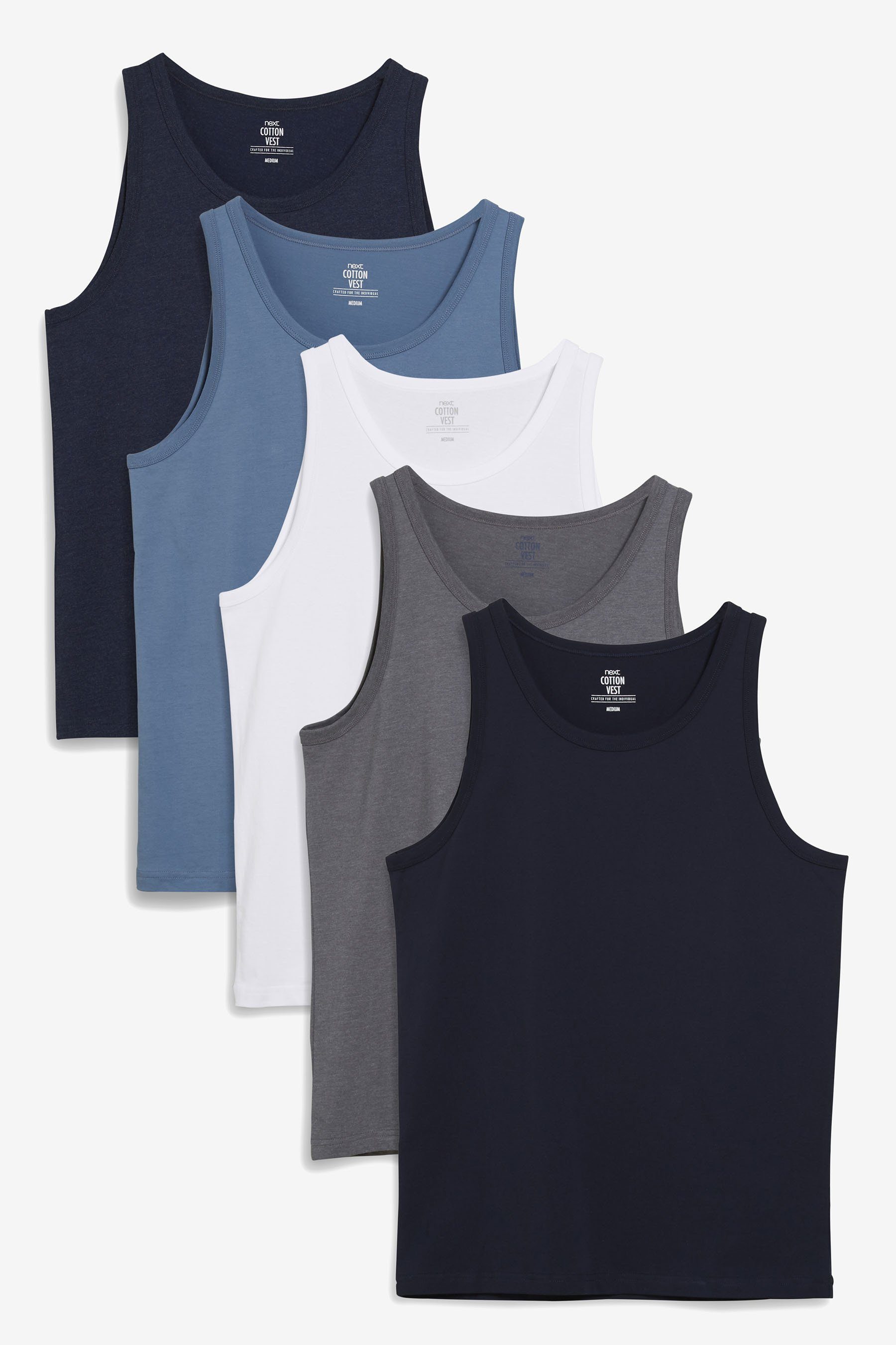 Next Unterhemd 5er-Pack Navy (5-St) Tanktops Blue/Blue/White/Grey Marl im