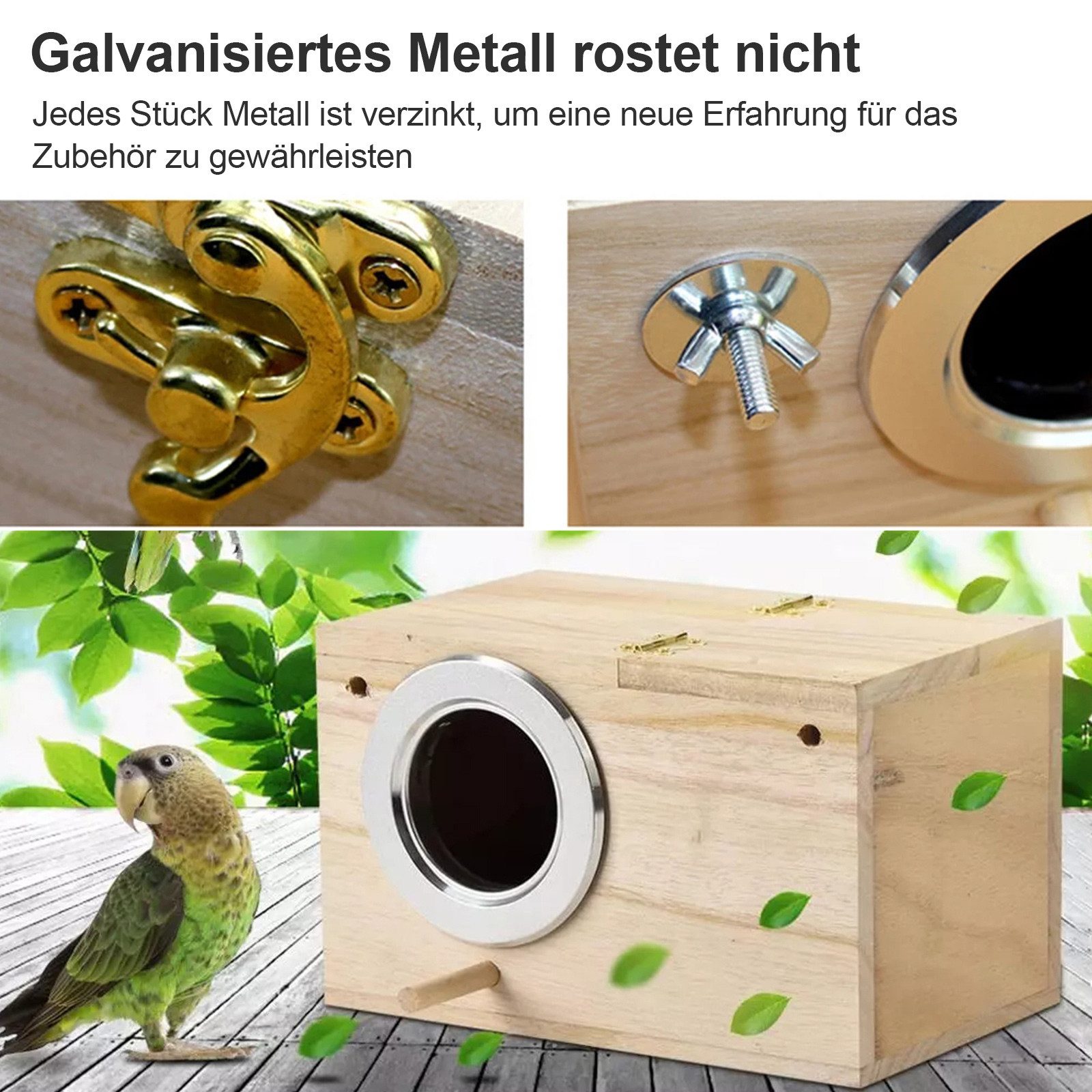 TWSOUL Hühnerstall Sittich-Nistkasten aus Holz, Vogelzuchtkasten, 25*13*13cm, Unzertrennliche, Wellensittiche, Finken Kleine und mittelgroße Vögel