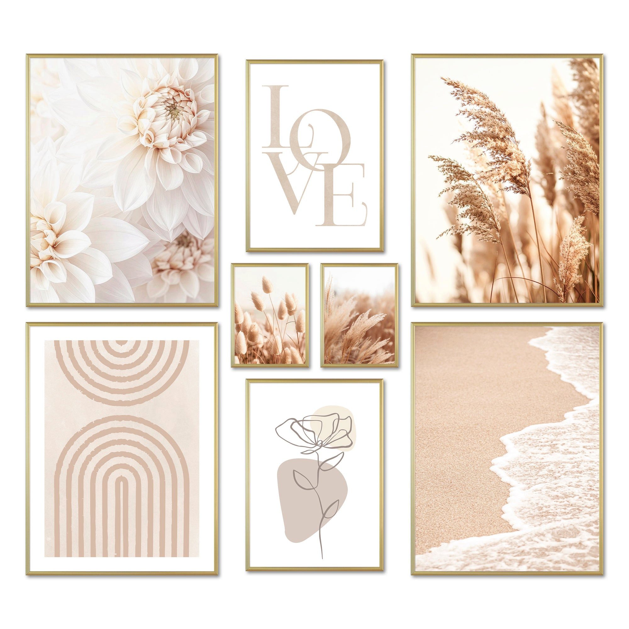 ARTFAVES Bilder-Collage Poster Set - BEIGE SOFTNESS I Boho Deko Wandbilder günstig online kaufen