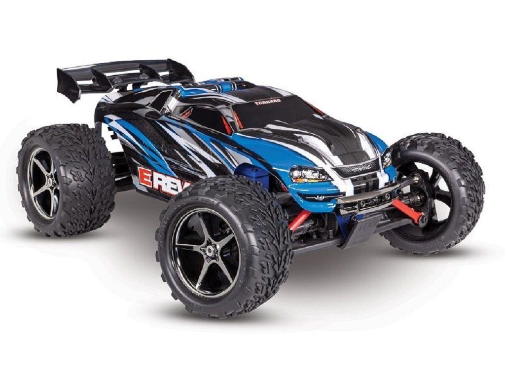 Traxxas RC-Auto Traxxas E-Revo 4x4 1:16 RTR Monster Truck blau Brushed Set (Ready-to-run)