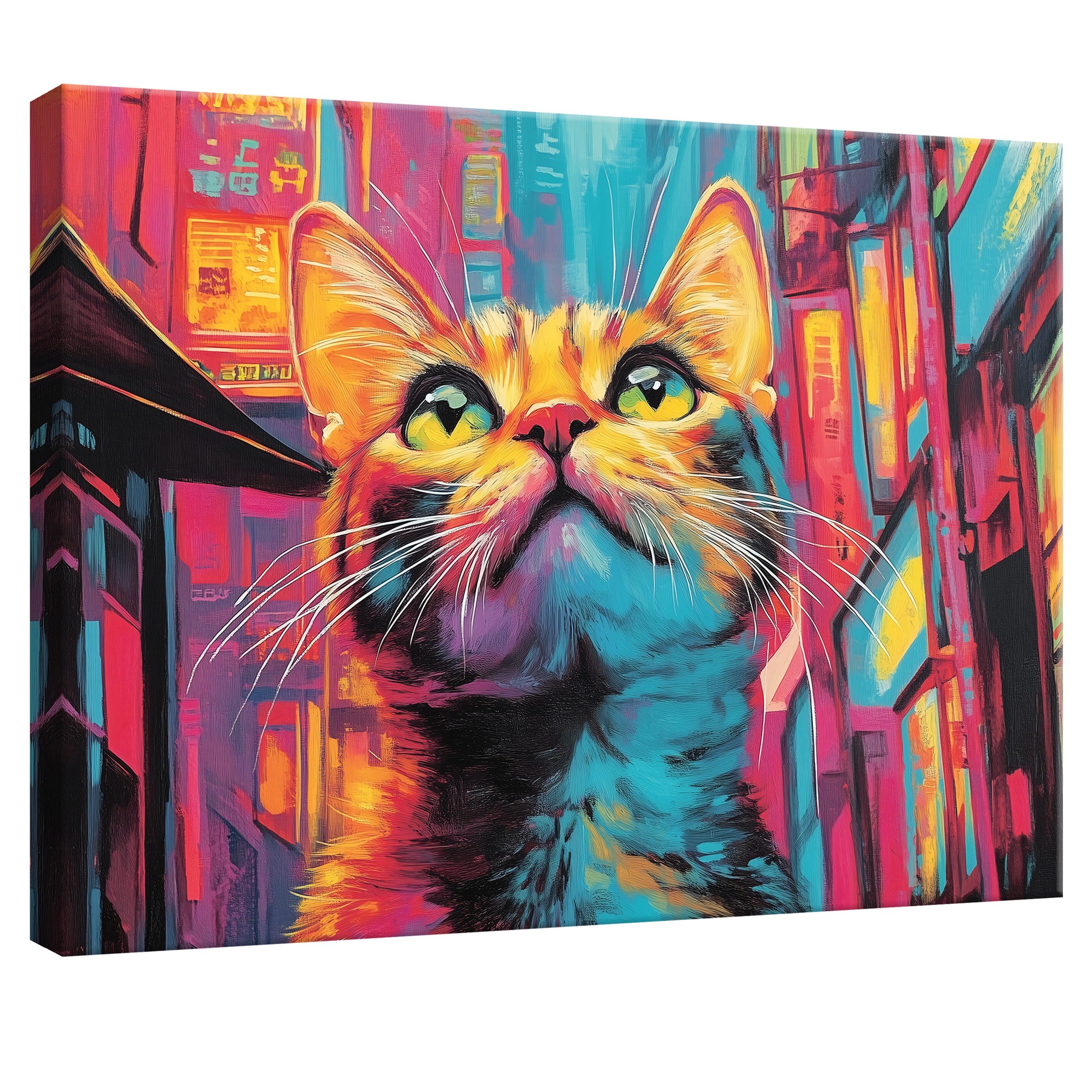 Wallarena Leinwandbild Katze Pop Art Tier Abstrakt Wandbilder XXL Wand Deko günstig online kaufen