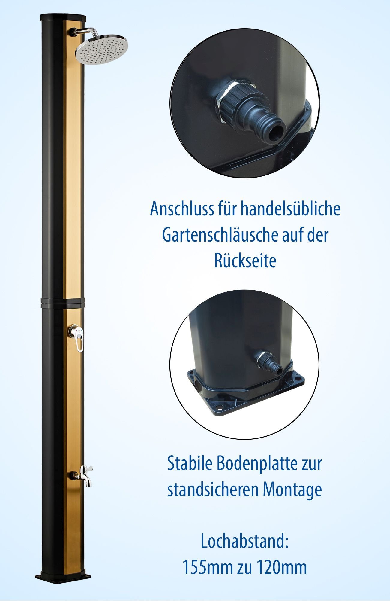 dirkstraumbad Solardusche Solardusche Garten 35 Liter Gartendusche mit