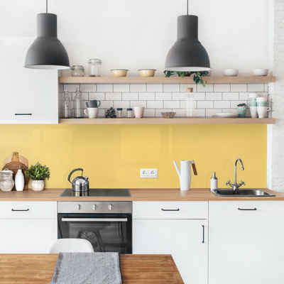 Bilderdepot24 Küchenrückwand gelb dekor einfarbig Wandpaneel Honig Wandverkleidung Küche, (1-tlg., Nischenrückwand - für Fliesenspiegel ohne Bohren - matt), Spritzschutz Rückwand Küche Herd - Folie selbstklebend versch. Größen