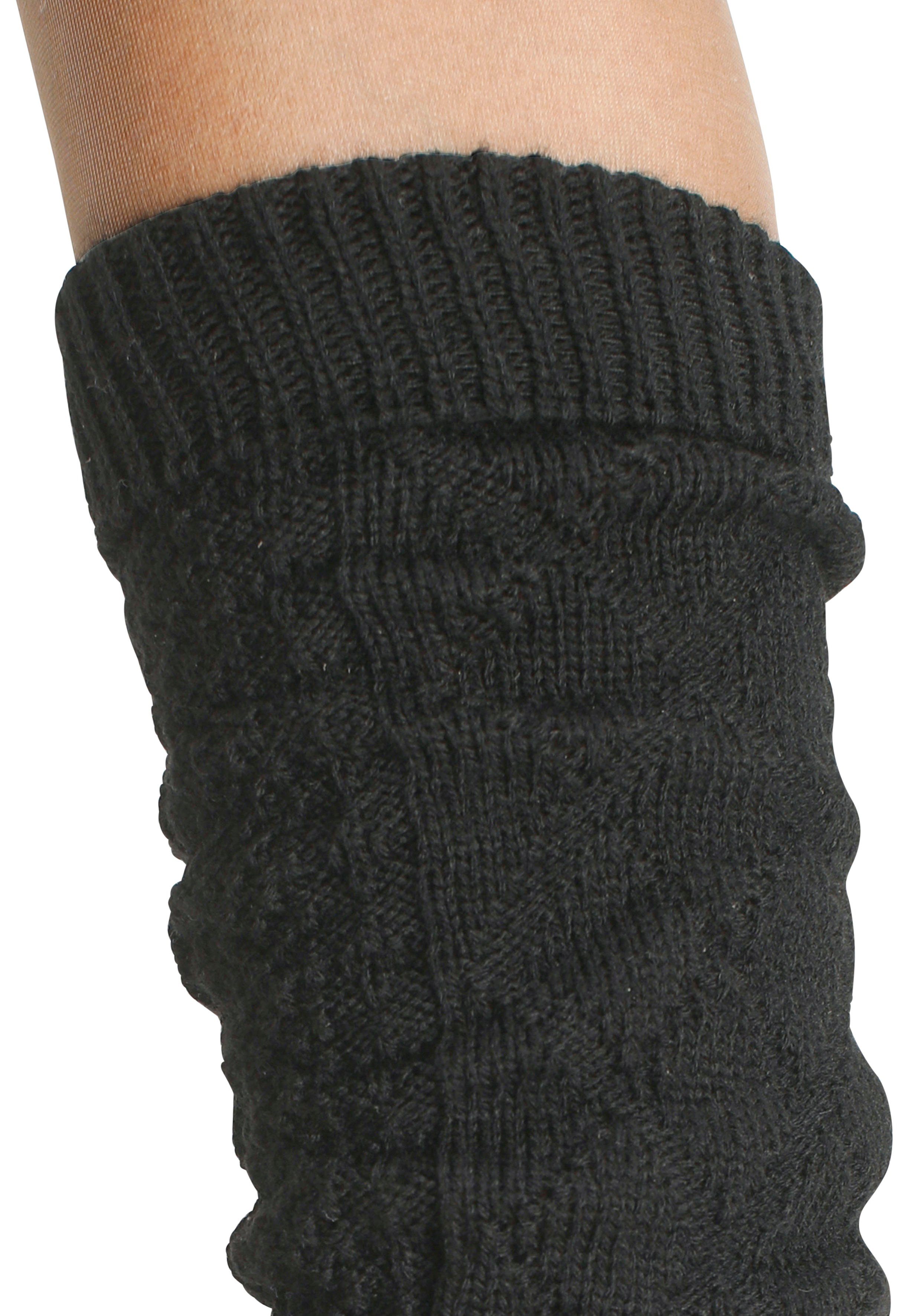 Lavana Stulpensocken (Packung, 2-Paar) 2x mit schwarz Zopfstrickmuster