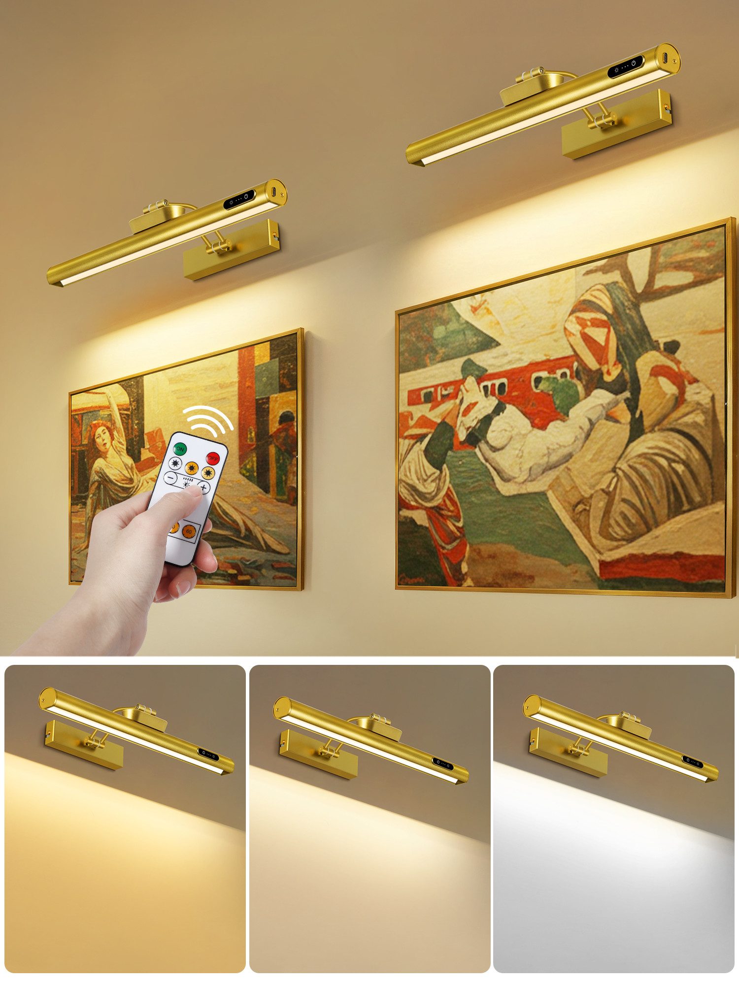 OUTON Bilderleuchte LED-Bilderleuchte mit 270° verstellbarem Arm & Akku