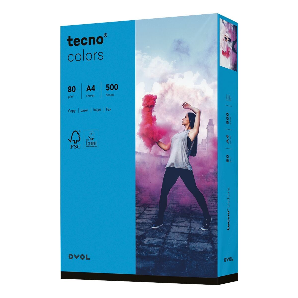 Inapa tecno Druckerpapier Rainbow / tecno Colors, Intensivfarben, Format DIN A4, 80 g/m², 500 Blatt