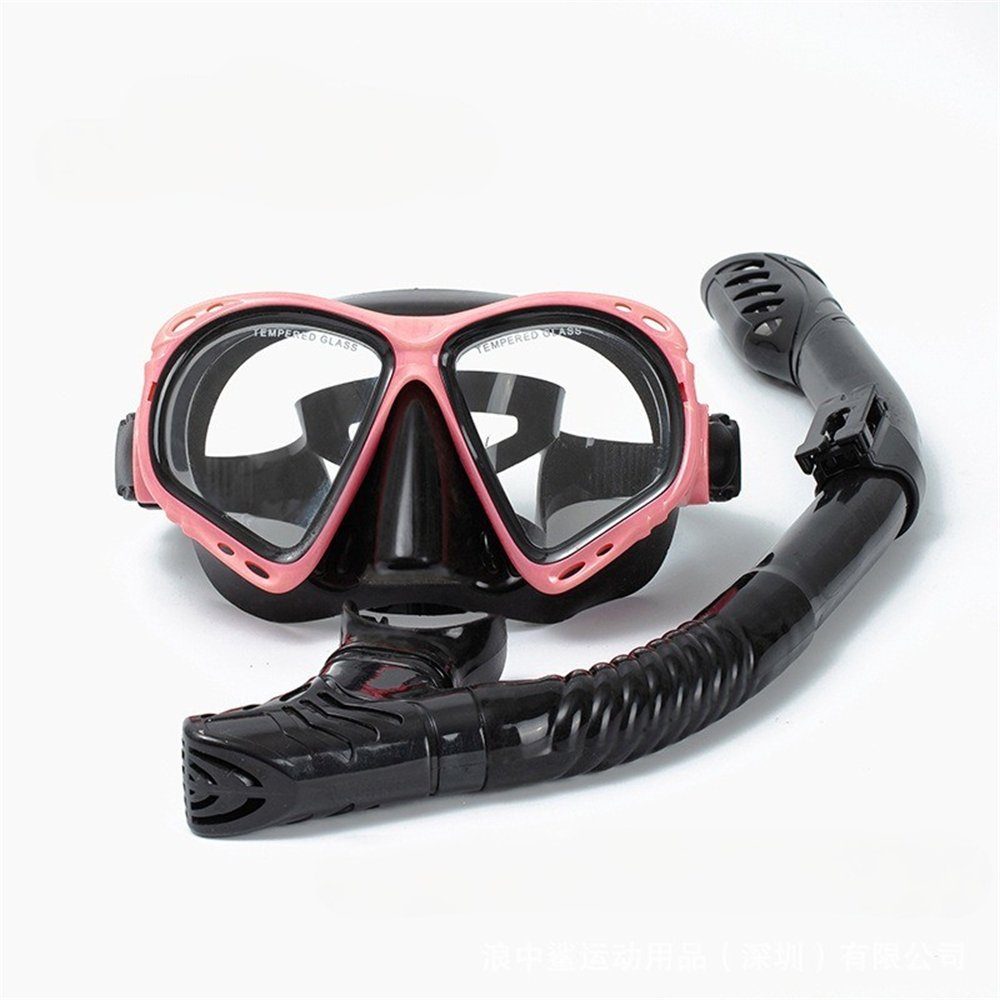 Rouemi Schwimmbrille Schnorchelset für Erwachsene mit Taucherbrille und Trockenschnorchel Rosa