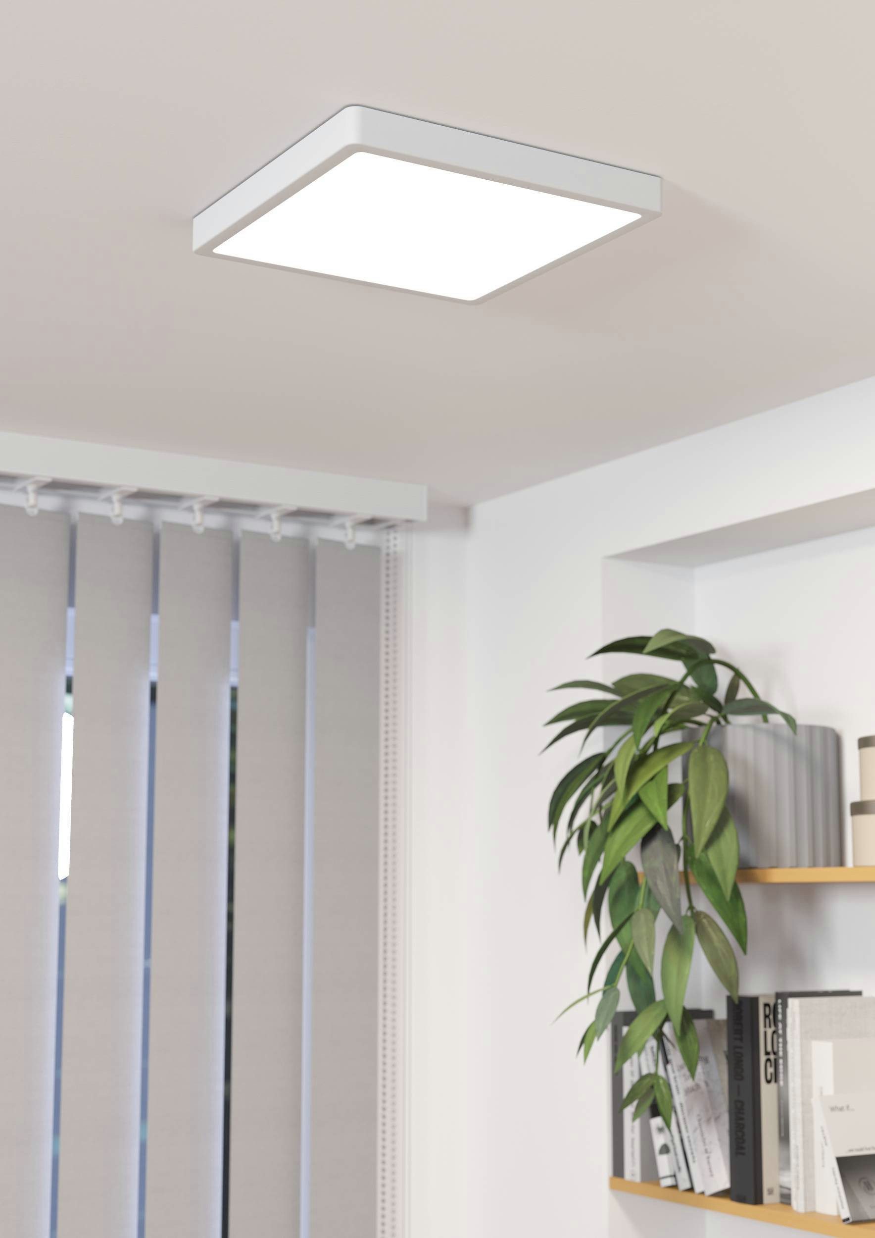 EGLO Aufbauleuchte Fueva 5 Deckenleuchte, Aufbaulampe, Flurlampe,Wohnzimmerlampe, weiß, LED fest integriert, Warmweiß, L x B 28,5 cm, Aufbauleuchte, Bad-Deckenlampe, LED Aufbaulampe, IP44