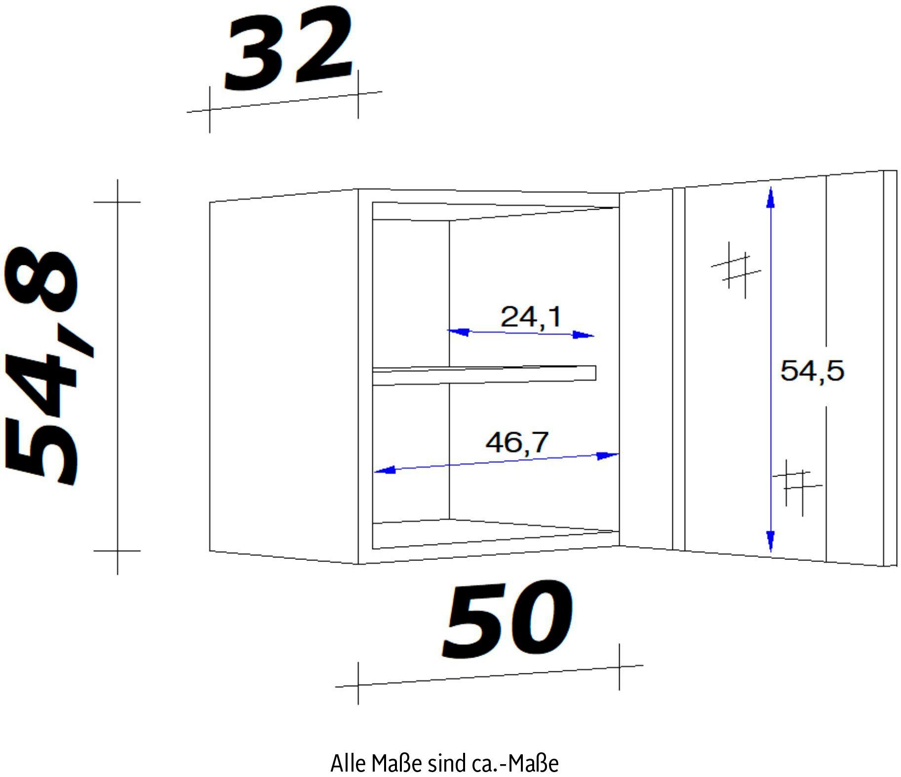 H (B x Portland T) x Glashängeschrank x 32 50 54,8 Flex-Well x cm