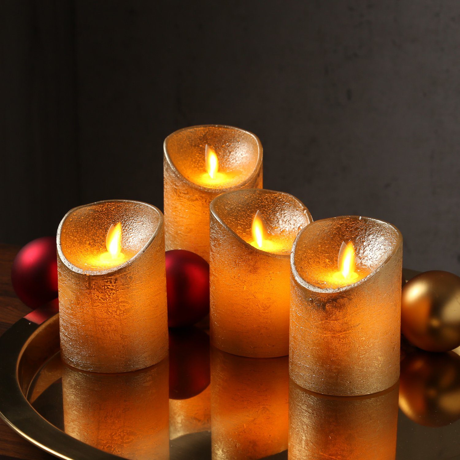MARELIDA LED-Kerze »LED Kerzenset Adventskerzen Echtwachs bewegl.Flamme zum  Auspusten 10cm gold 4St.« (4-tlg) online kaufen | OTTO