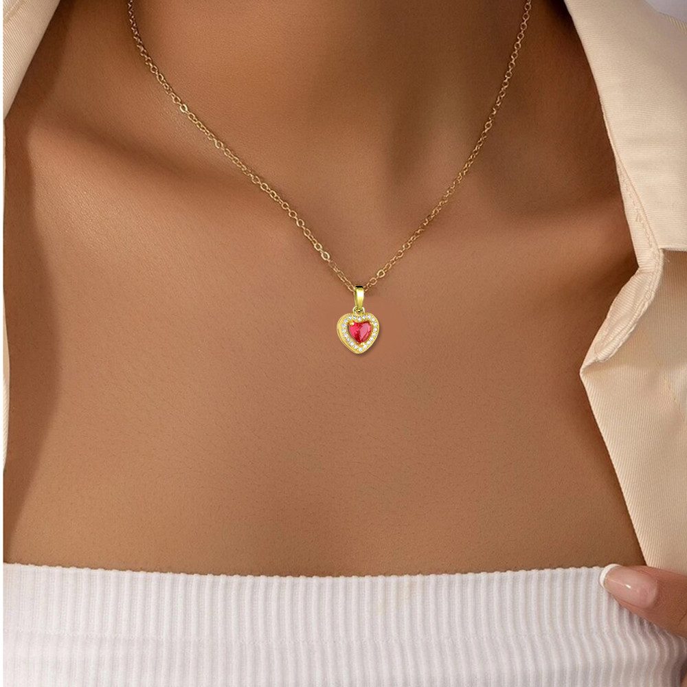 Limana Schmuckset 925 Silber vergoldet gold Herz Ohrringe mit Kette Anhänge günstig online kaufen