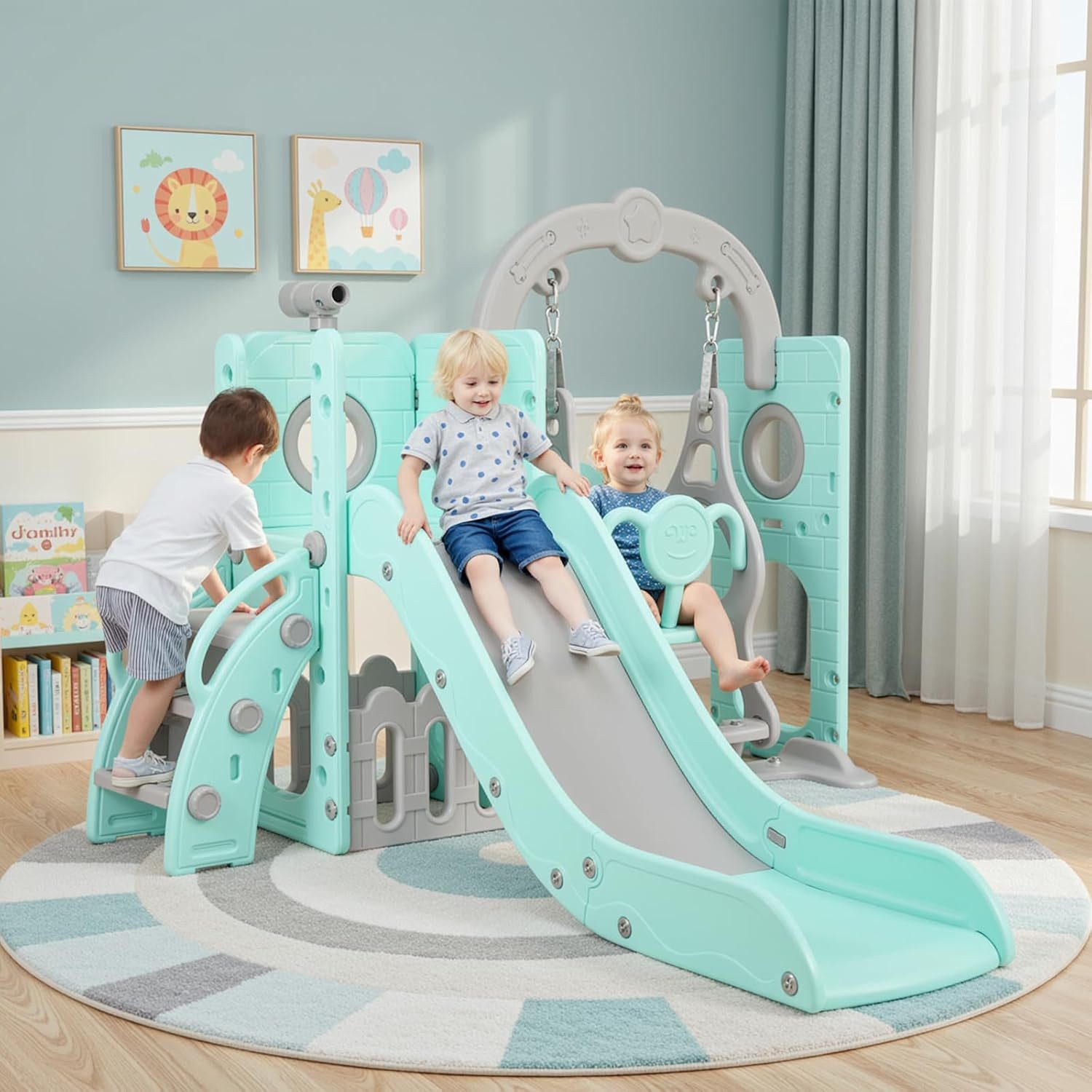 TLGREEN Rutsche 5-in-1 Kinderrutsche, Gartenrutsche Breite Stufen und Griff günstig online kaufen