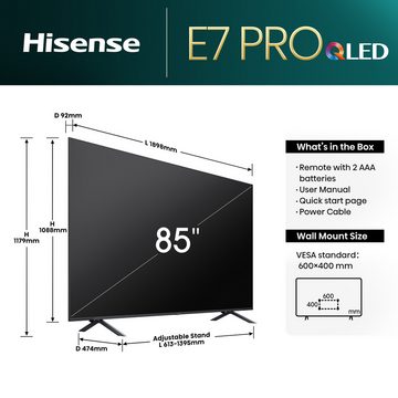 Hisense 85E77NQ PRO QLED-Fernseher (215 cm/85 Zoll, 4K Ultra HD, Smart-TV)