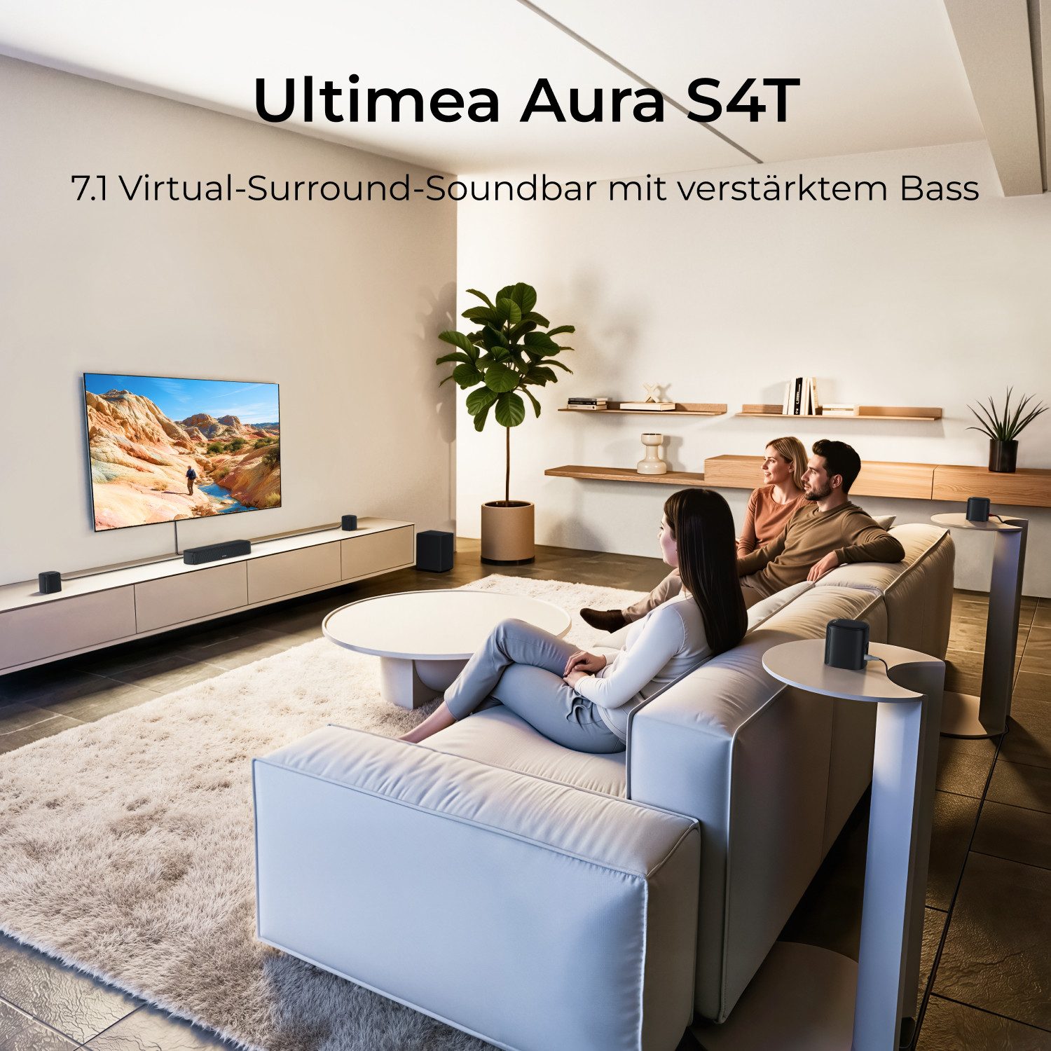 Ultimea Aura S4T(Upgrade von Aura A40) 7.1 Soundsystem 7.1-Kanal Surround System mit HDMI ARC (Bluetooth 6.0, 350 W, mit Kabelgebundene 5.25" Subwoofer, HDMI, Bluetooth 6.0)
