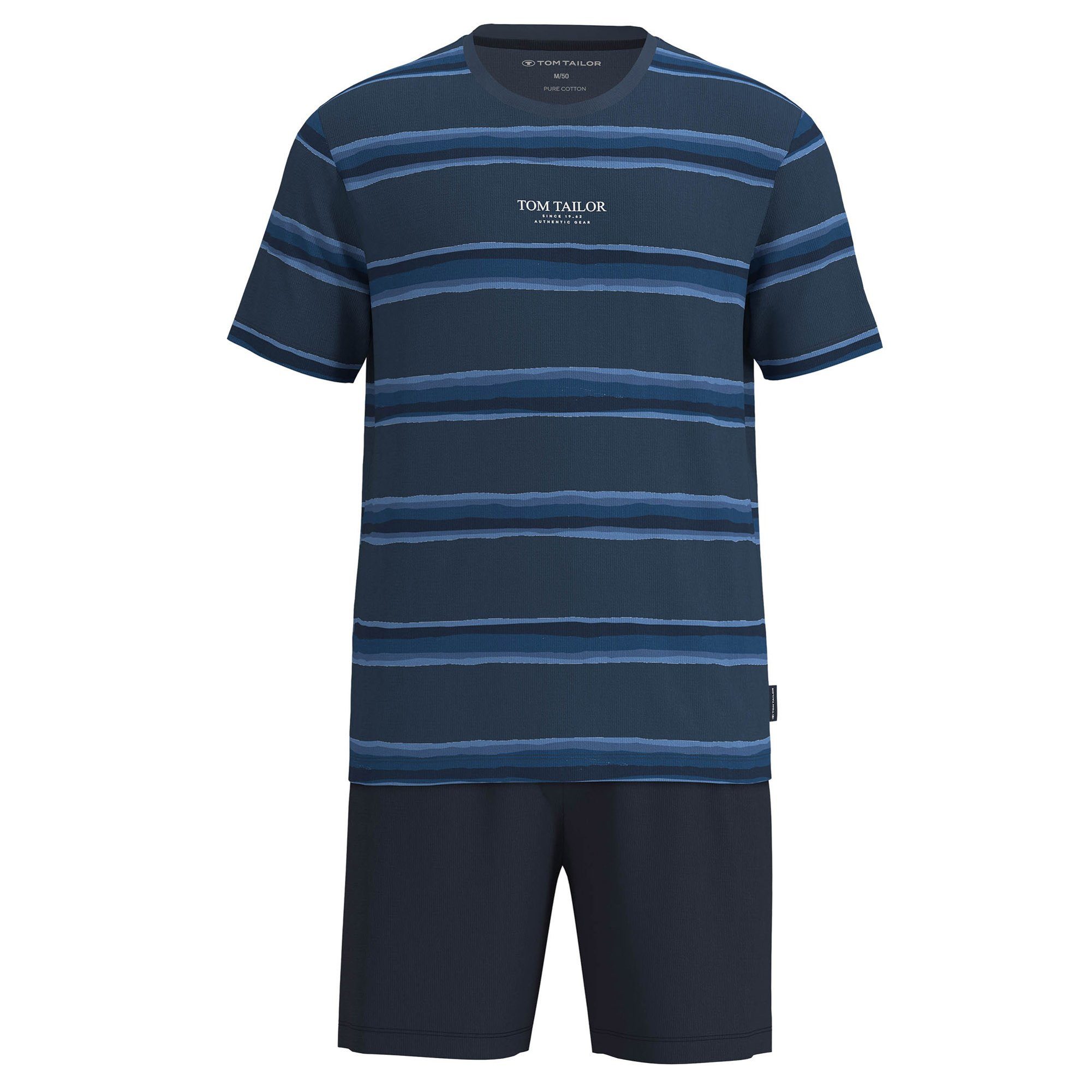 Pyjama Herren Pyjama Baumwolle Shorty Rundhals