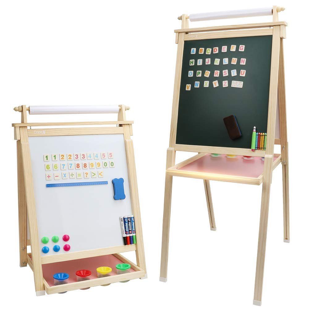 Dripex Kinderstaffelei Kinder Kunst Staffelei mit Papierrolle doppelseitige günstig online kaufen
