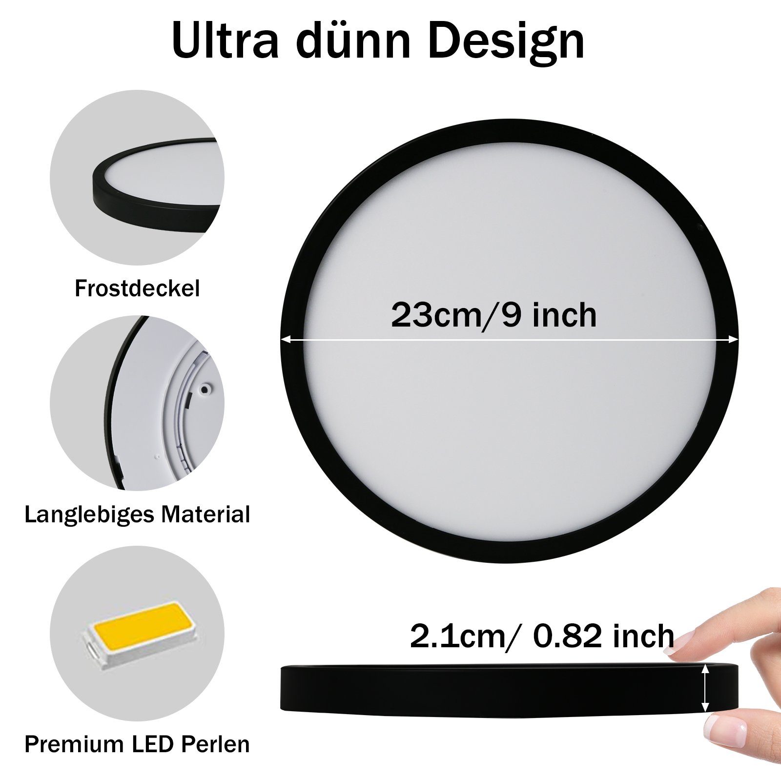 ZMH LED Deckenleuchte Wohnzimmer Rund Flach günstig online kaufen