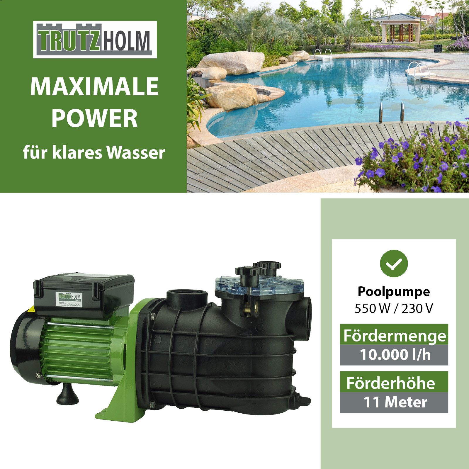 TRUTZHOLM Pool-Filterpumpe Schwimmbadpumpe Poolpumpe Umwälzpumpe Filterpump günstig online kaufen