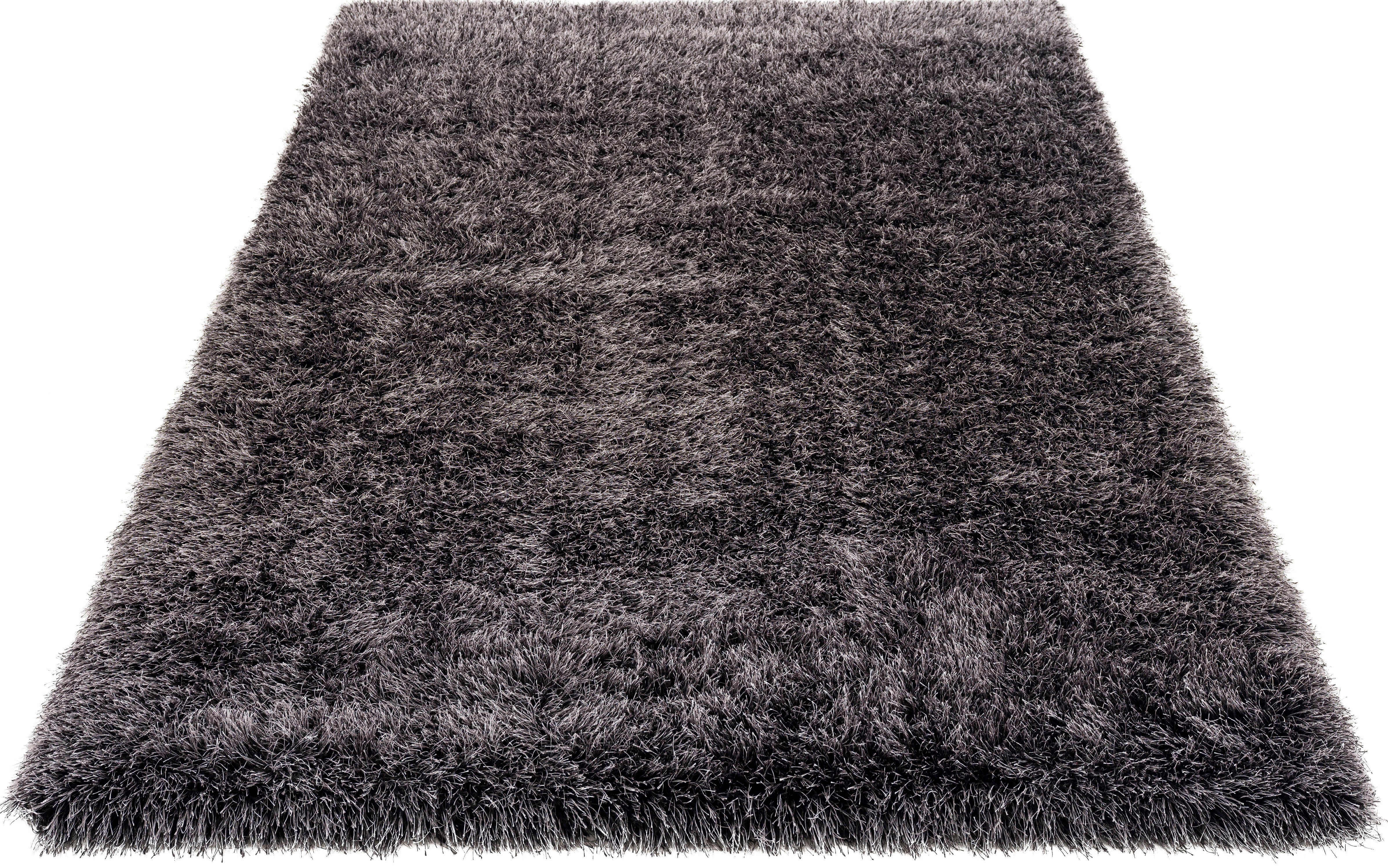 Hochflor-Teppich Amadeo, my home, rechteckig, Höhe: 73 mm, besonders langer Flor, einfarbig anthrazit