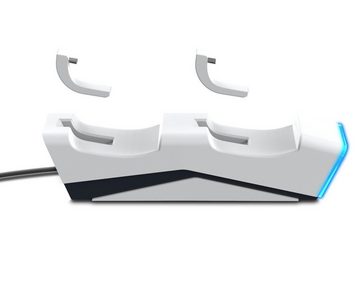 Speedlink TWINDOCK Dual Ladestation Ladegerät Weiß Controller (Stylisch, Dock mit Netzteil passend für Sony PS5 Wireless Controller)