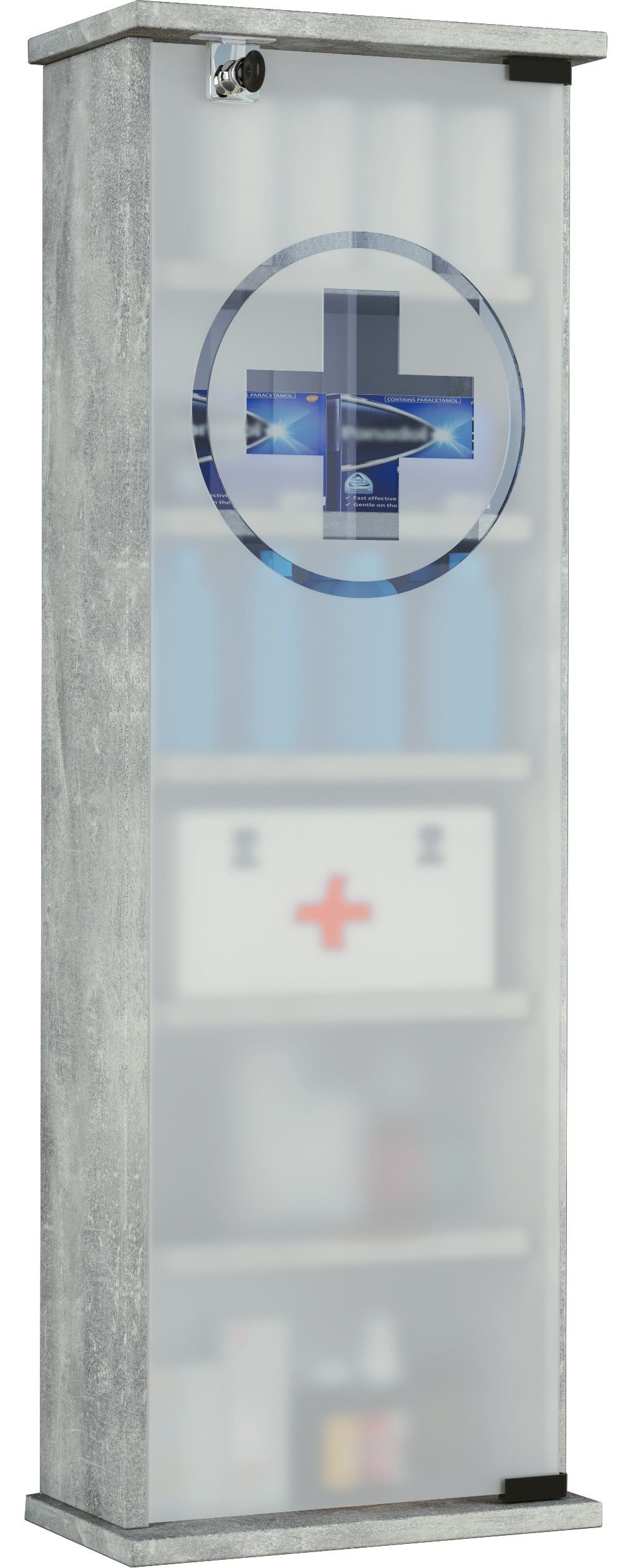 Medizinschrank Medizinschrank VCM (1-St) Beton-Optik Arzneischrank abschließbar Gusal