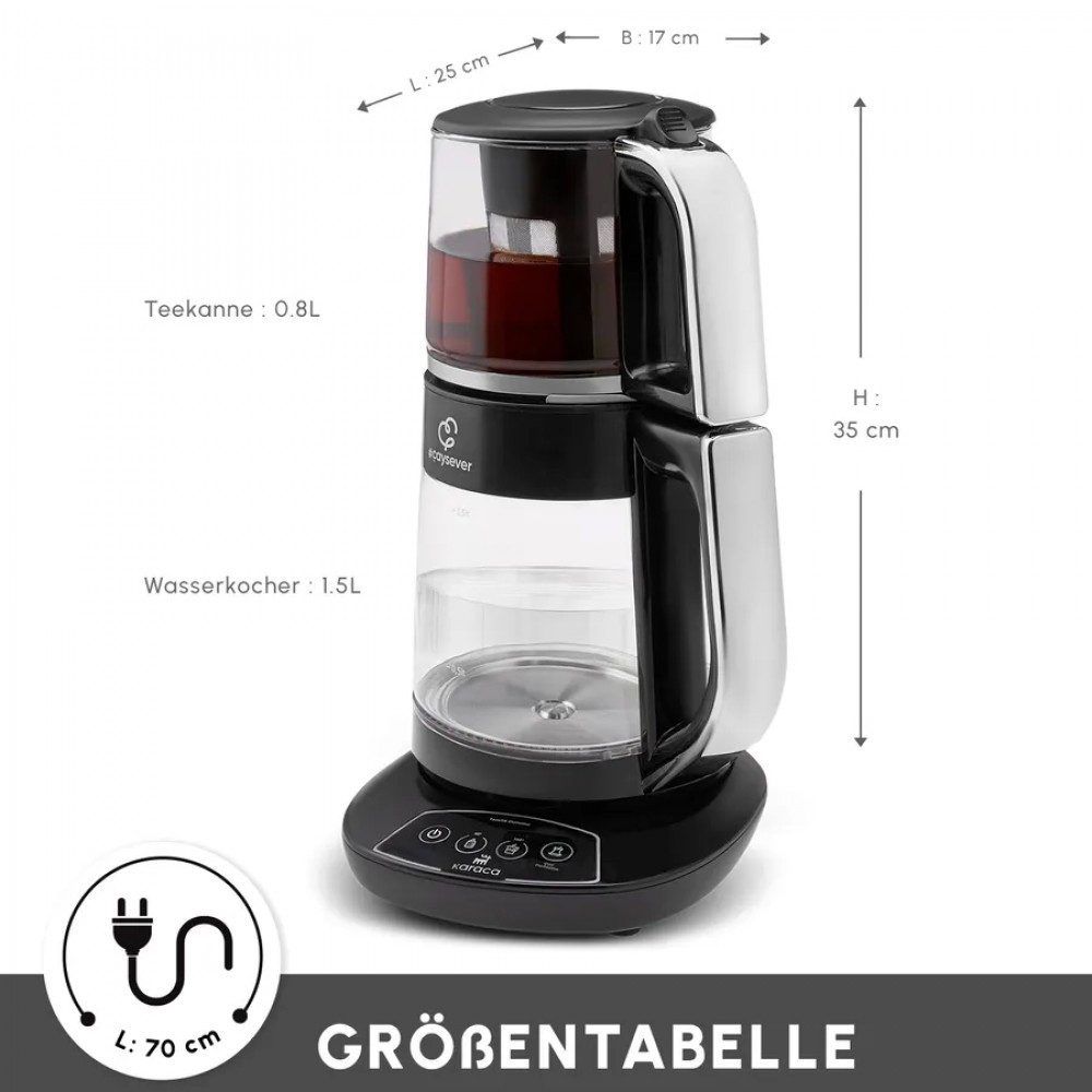 Karaca Wasserkocher Karaca Caysever Sprechender Teezubereiter Chrom, 2200 W