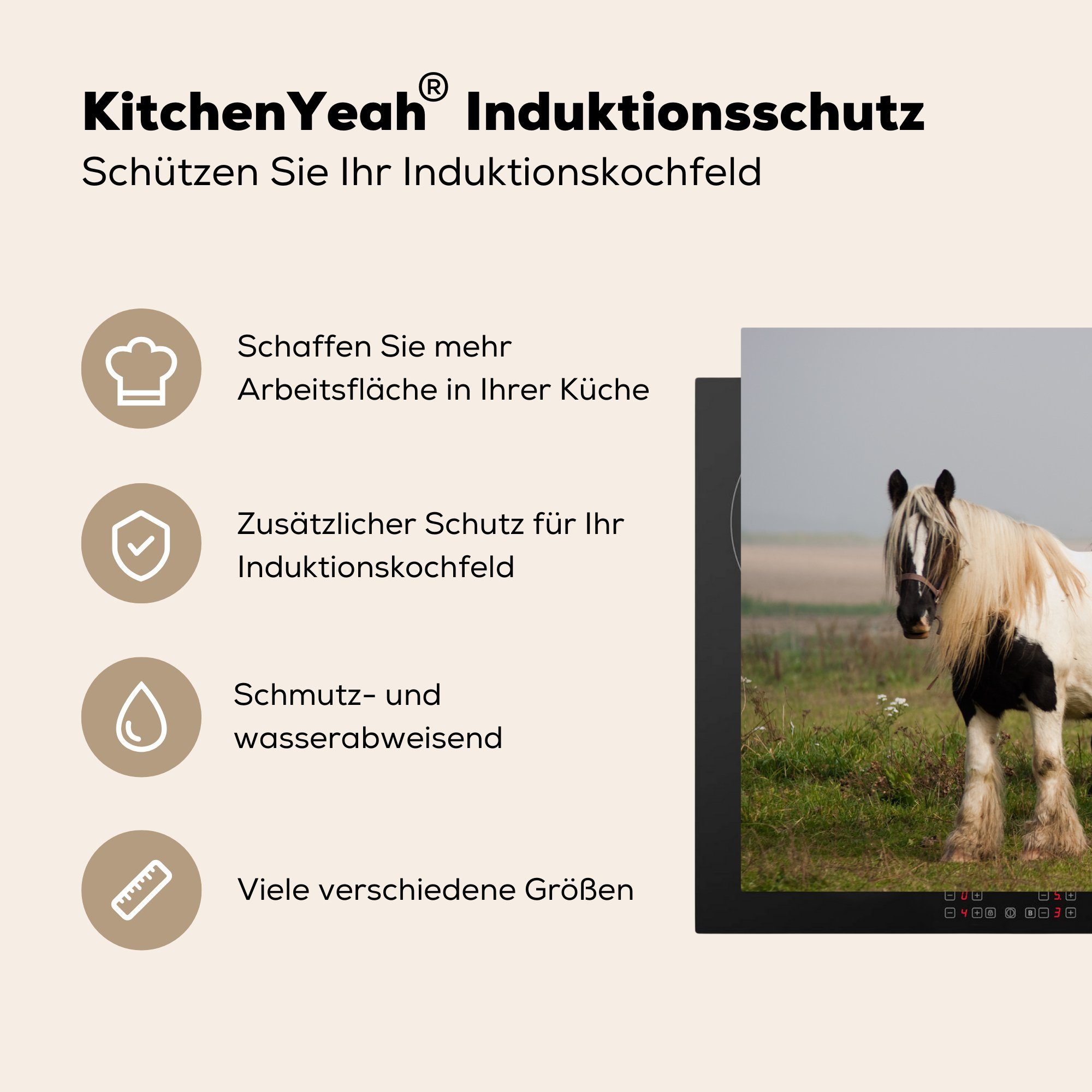 Tinkern, Induktionskochfeld Gruppe Vinyl, MuchoWow tlg), küche, die für (1 Schutz cm, von Herdblende-/Abdeckplatte 81x52 Ceranfeldabdeckung