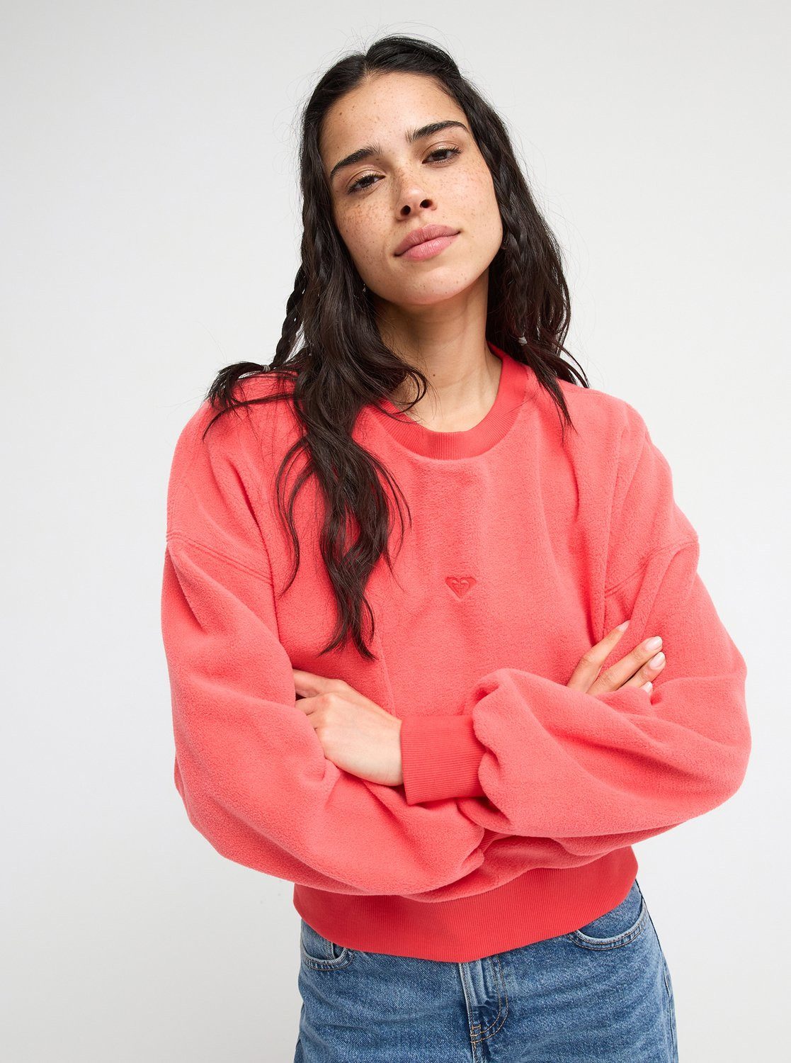 Roxy Fleecepullover CHILL STORY aus Baumwollmischung, weiches Obermaterial, schlichter Schnitt
