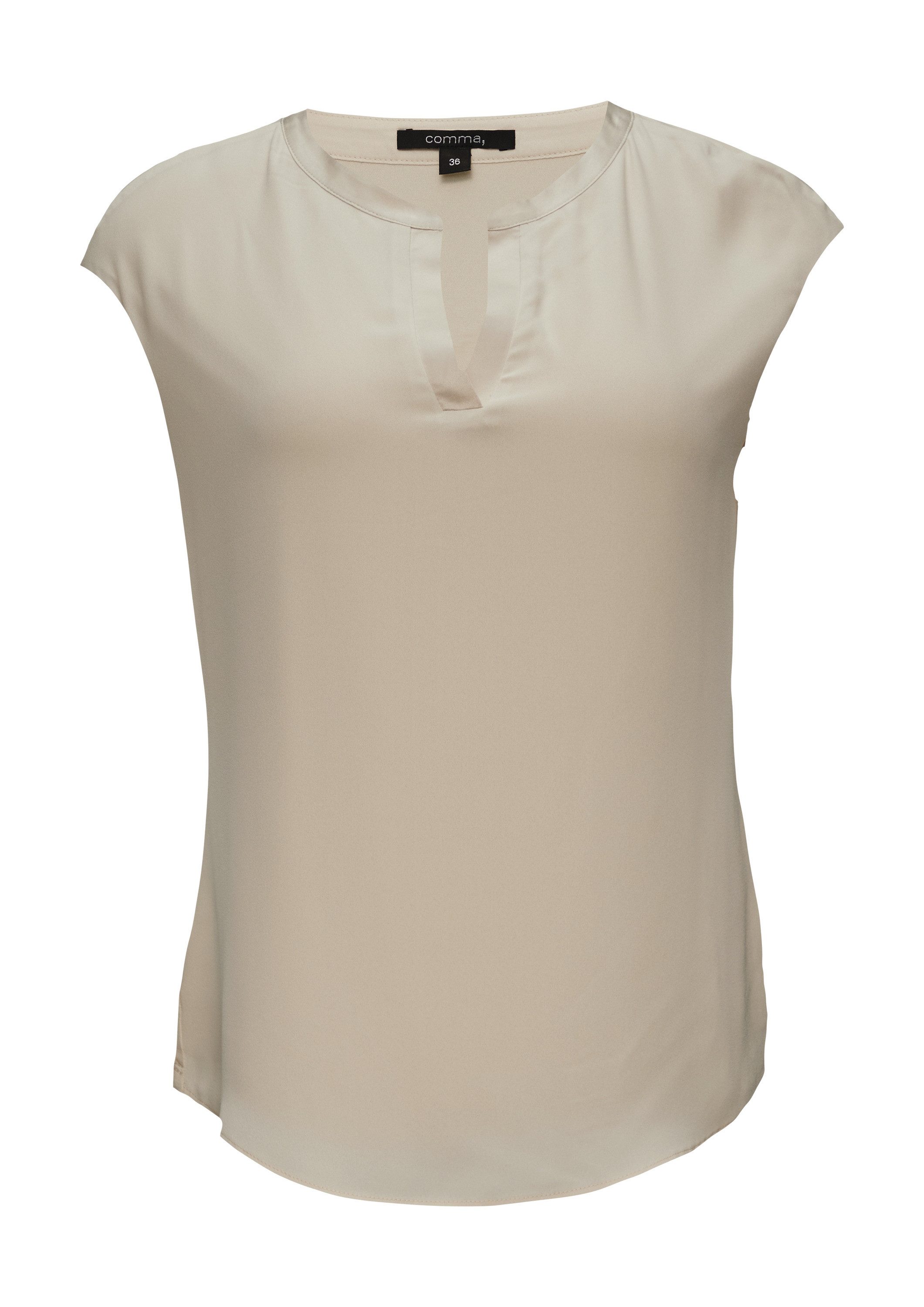 comma Kurzarmshirt T-Shirt Blusenshirt mit Satinblende günstig online kaufen