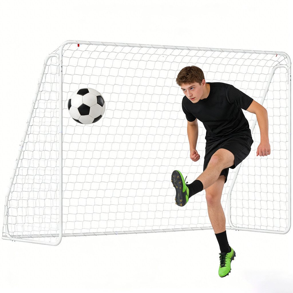 BlingBin Fußballtor Fußball Tor mit Netz und Erdhaken für Spiele & Training (1er Set, 1 St., 301cm x 120cm x 200cm), Fußballtor Outdoor Torwand für Garten, Park, Strand