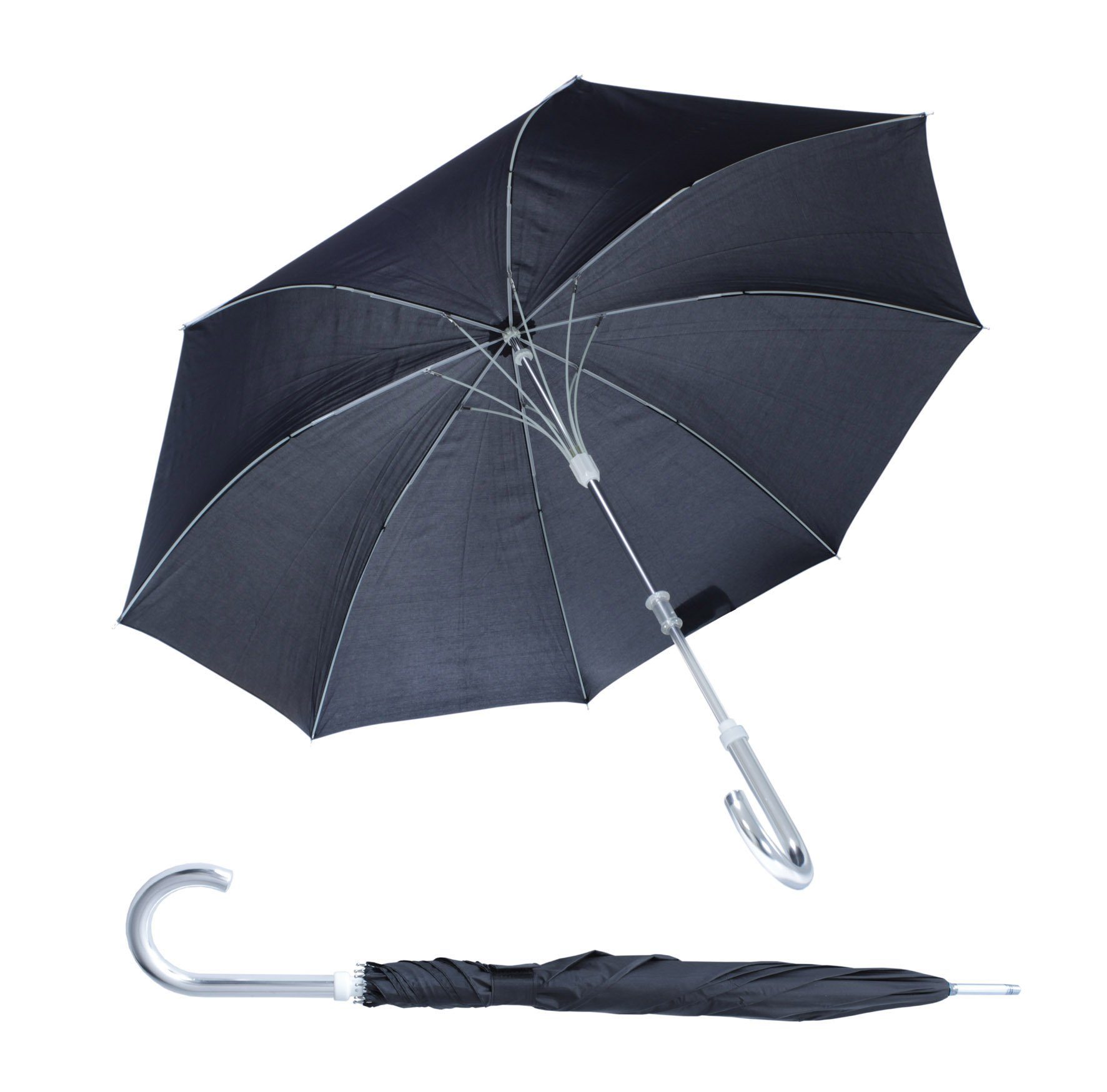 Stockregenschirm 110 windfest gebogen, schwarz mit Stockschirm cm Regenschirm Metallspitze Spetebo