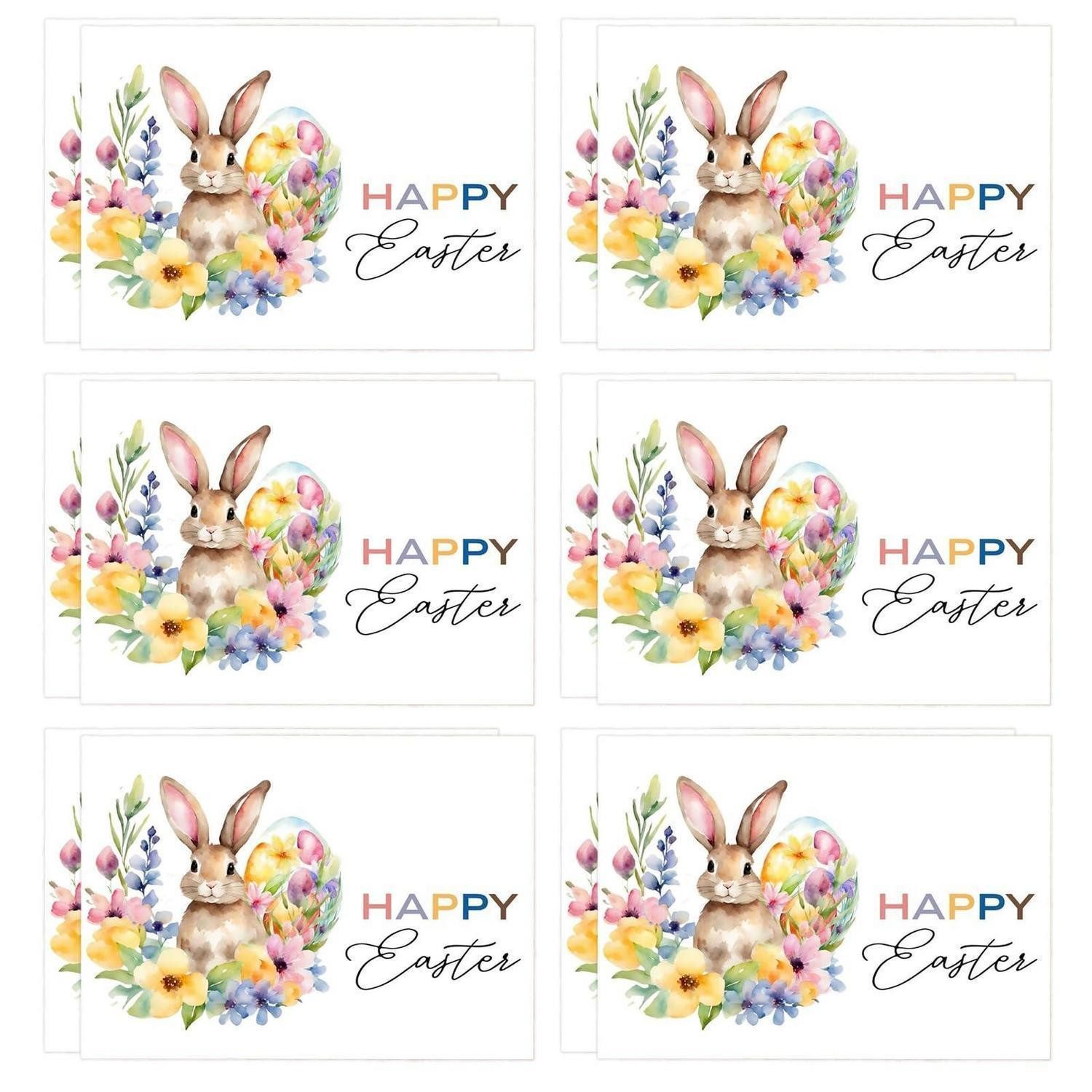 LuxusKollektion Osterkarte Osterkarten Set 12 Stück Hasen Blumen Schmetterlinge