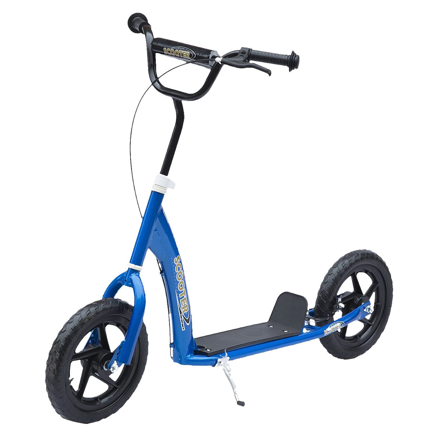 HOMCOM Cityroller Kinderroller Scooter mit verstellbarem Lenker, großen Rädern, 0 km/h, (Tretroller, 1 tlg., Kinderroller), für Außenbereich, Blau