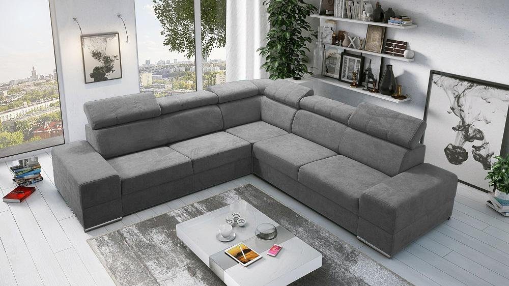 Polster, Sofa Europe Couch Designer Ecksofa Grau L-Form Made Ecksofa JVmoebel in Neu Ecksofa