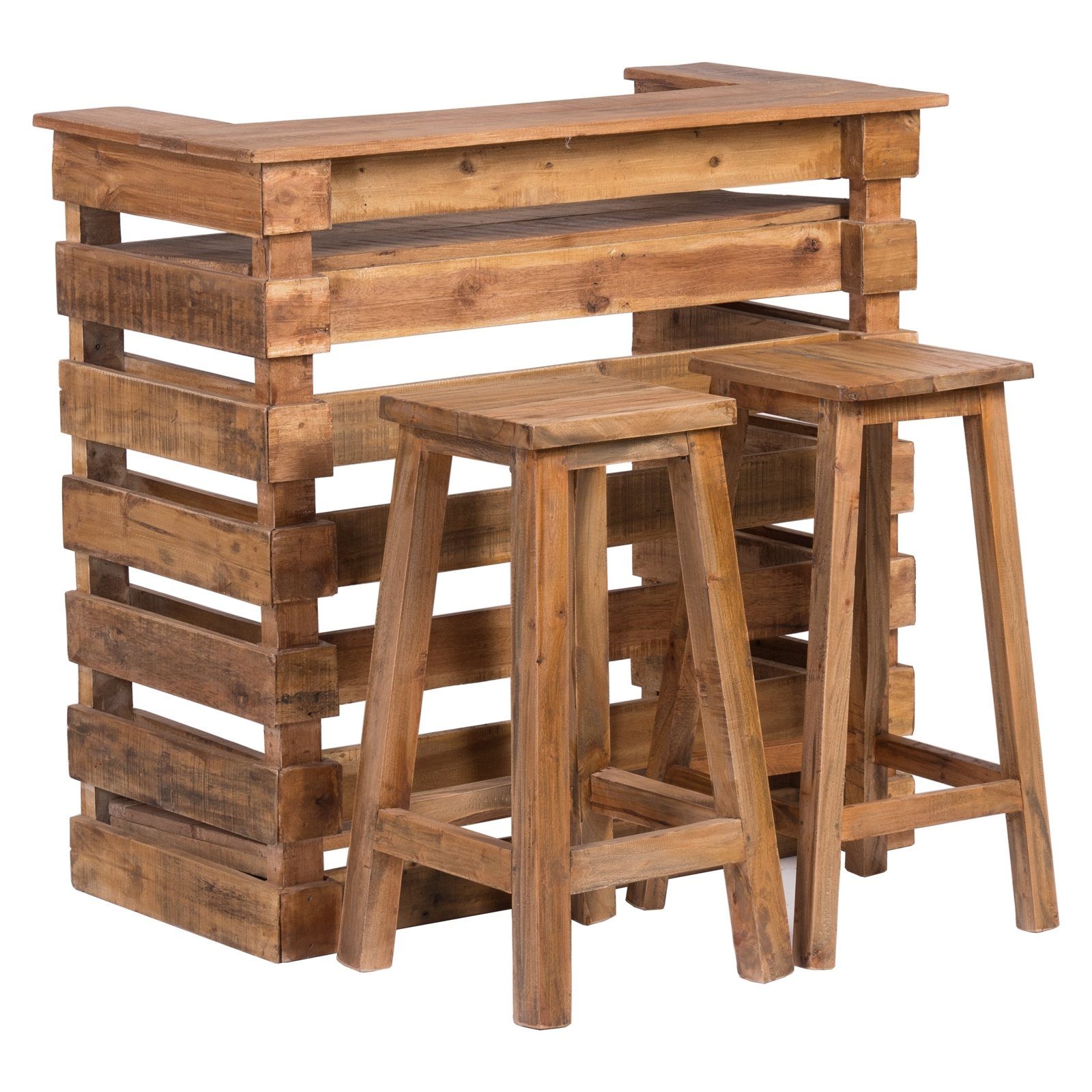 DESIGN DELIGHTS Barschrank BARSCHRANK "JAVA", mit 2 Hockern, Massivholz, Vintage Bartresen