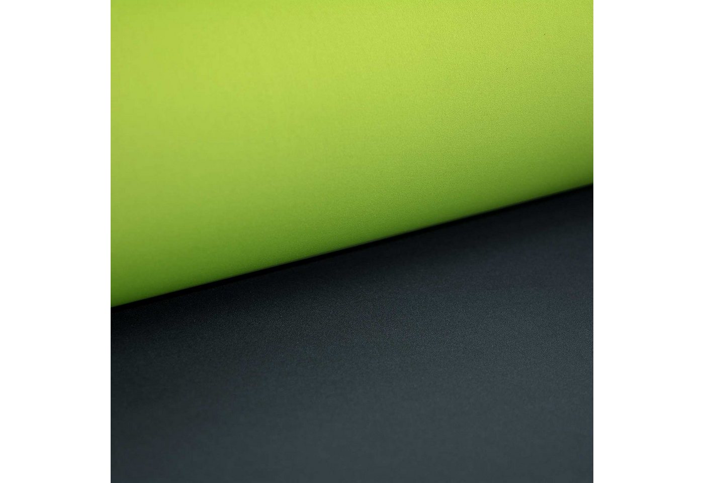 Thumbnail - maDDma Stoff 0,5m Neopren Stoff Doubleface 3mm Stretch 130cm breit Meterware, limette-graublau