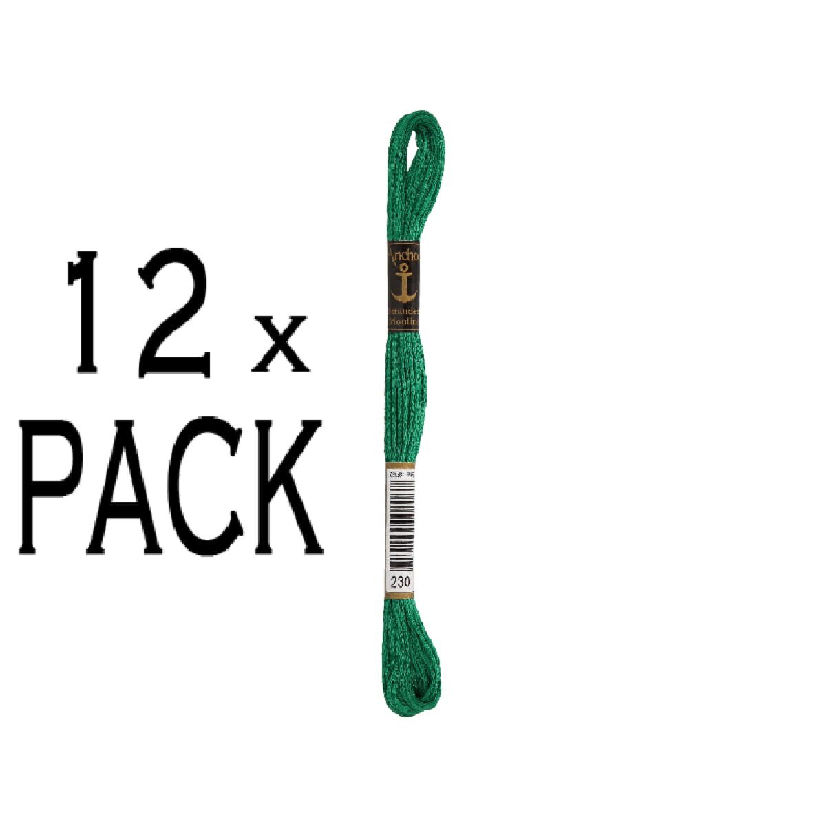 Anchor Kreativset 12x Anchor Sticktwist 8m, phosphorgruen dk, Baumwolle, Farbe 230, 6-fä, (embroidery kit by Marussia)