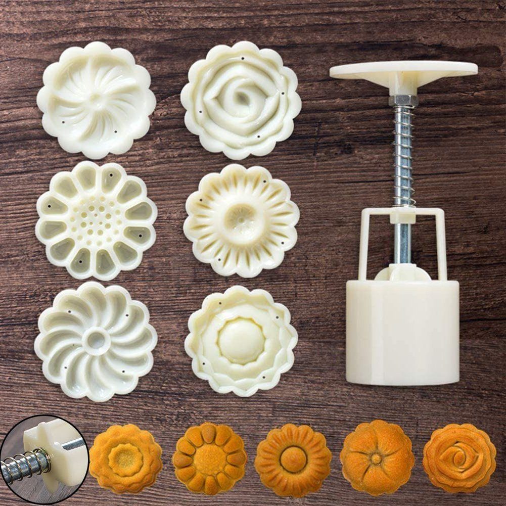 SCRTD Silikonform Cookie Stamp Mooncake Form Briefmarken Blumen Cookie Stamp, DIY Cookie Stamp