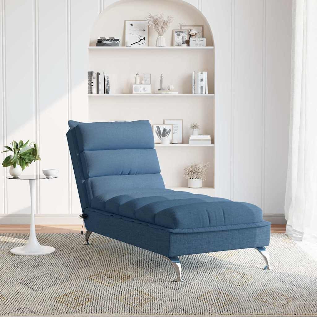 vidaXL Chaiselongue Massage-Chaiselongue mit Kissen Blau günstig online kaufen