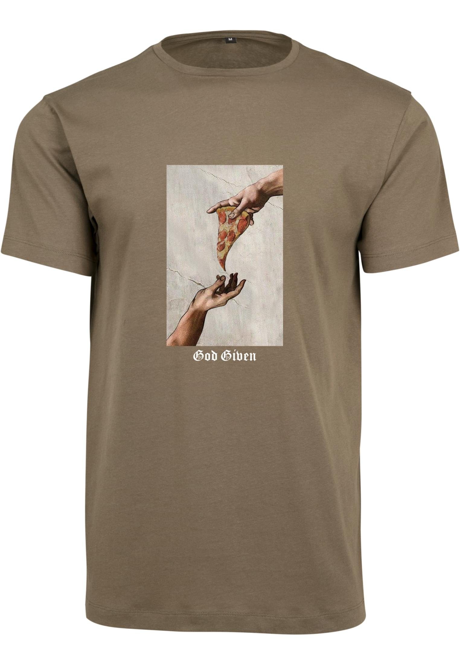 Kurzarmshirt MisterTee Given (1-tlg) Pizza olive Tee God Herren