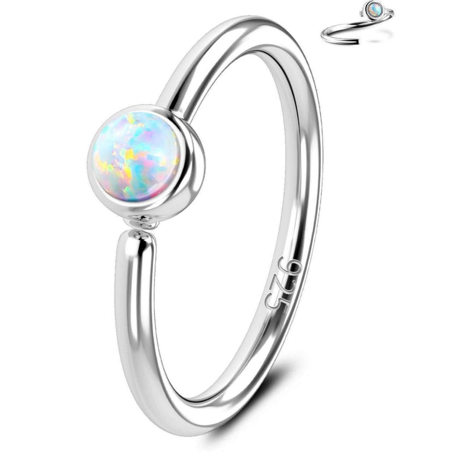 OUFER Nasenpiercing 20G Nasenpiercing Silber 925 Nose Ring Hoop Schwarz CZ Nase Stud