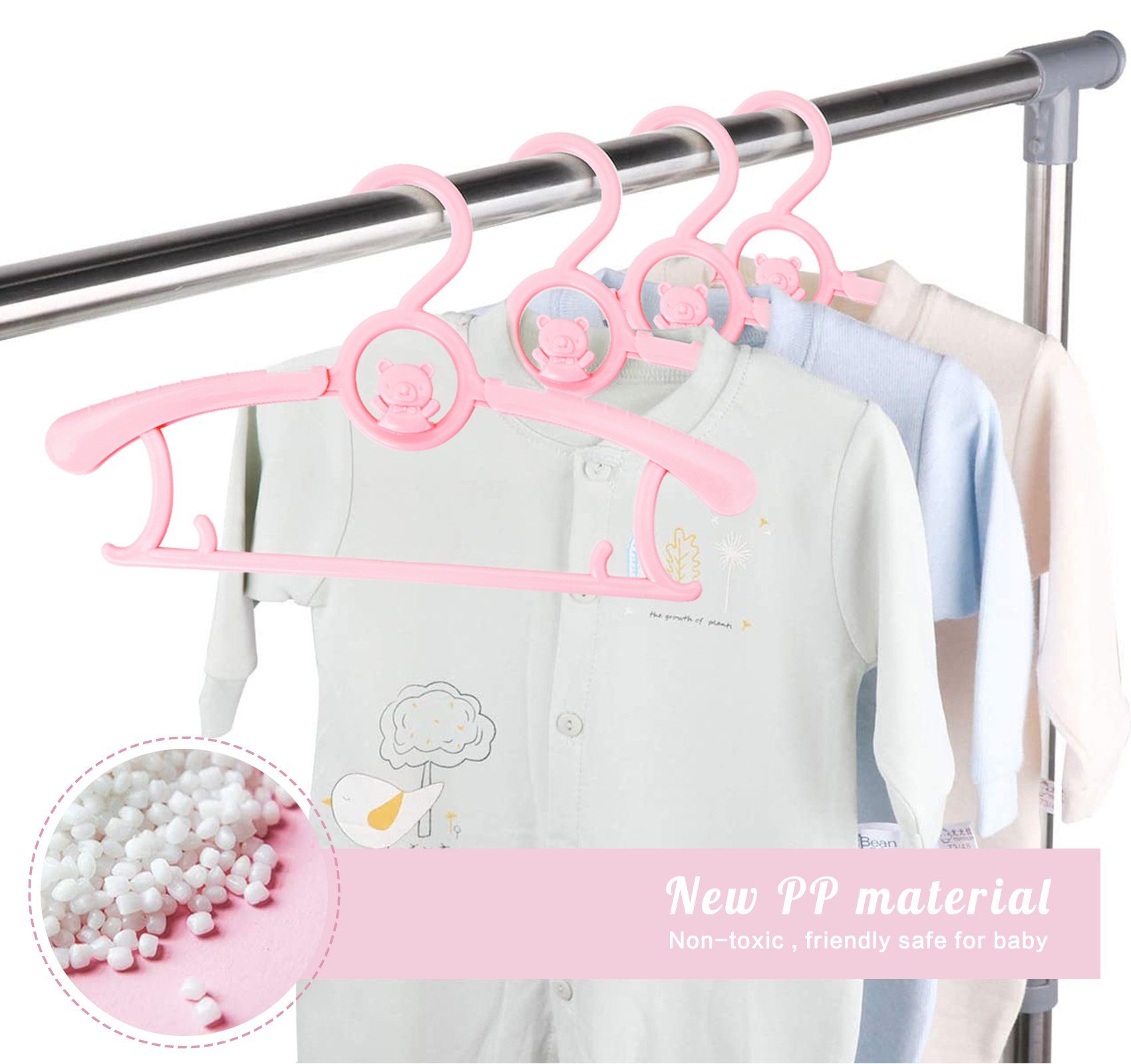 Kleiderbügel 20tlg 29 20-tlg) Rosa Ausziehbare - Babykleiderbügel Kinderkleiderbügel 37 (Set, Homewit cm,