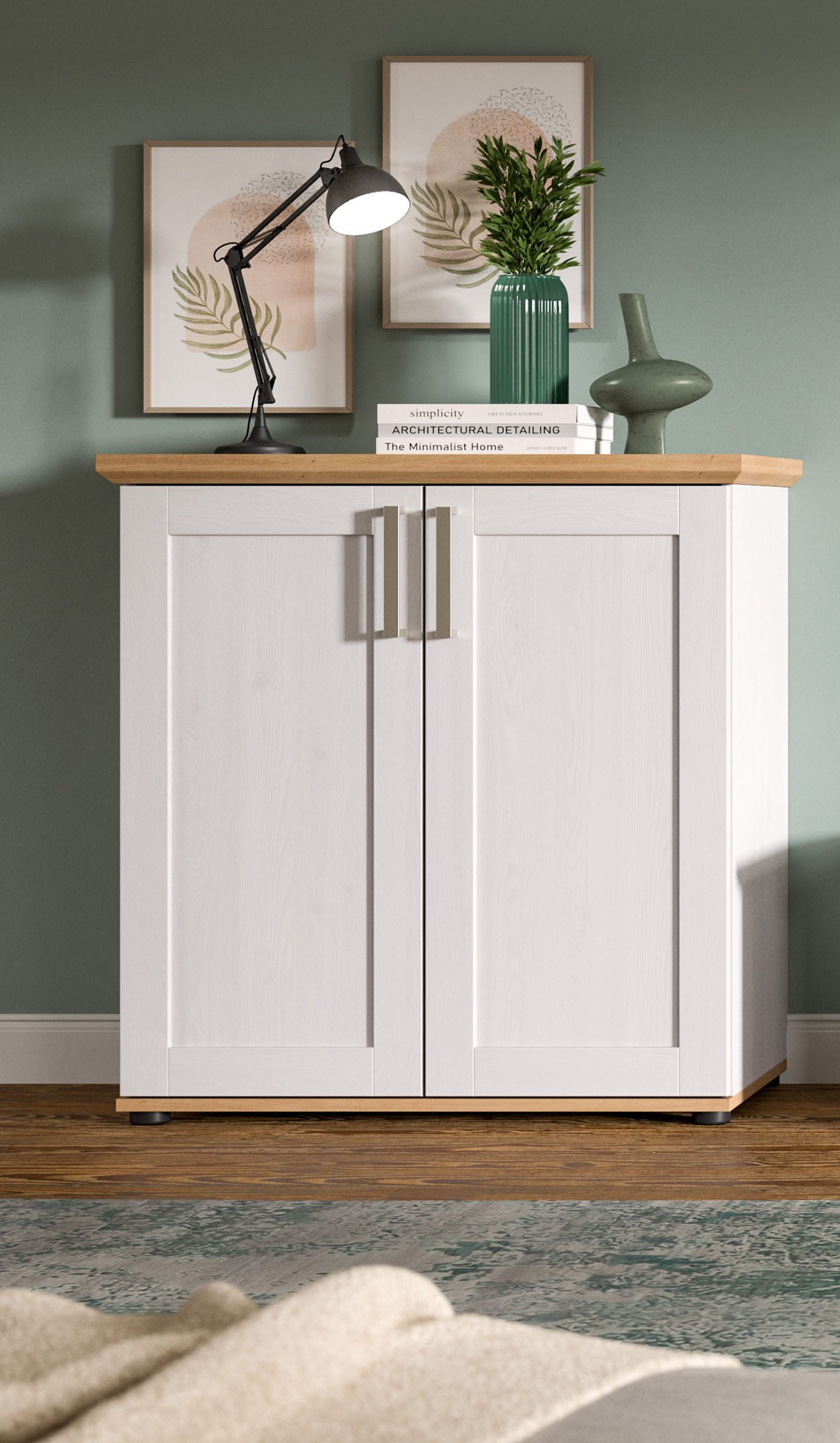 Home affaire Kommode Cosenza, Cosenza Highboard 88 cm, 2 Türen, 3 Fächer, Wohnzimmer