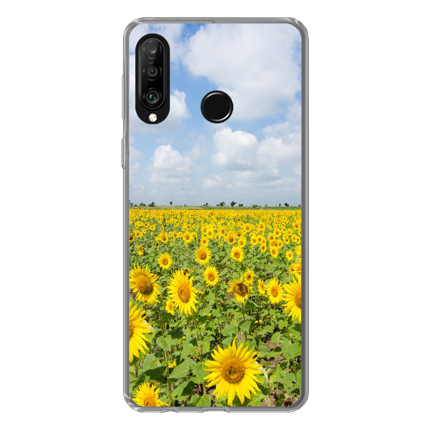 Handyhülle für Huawei P30 Lite Sonnenblumen - Blumen - Wolken - Natur - Gelb - La